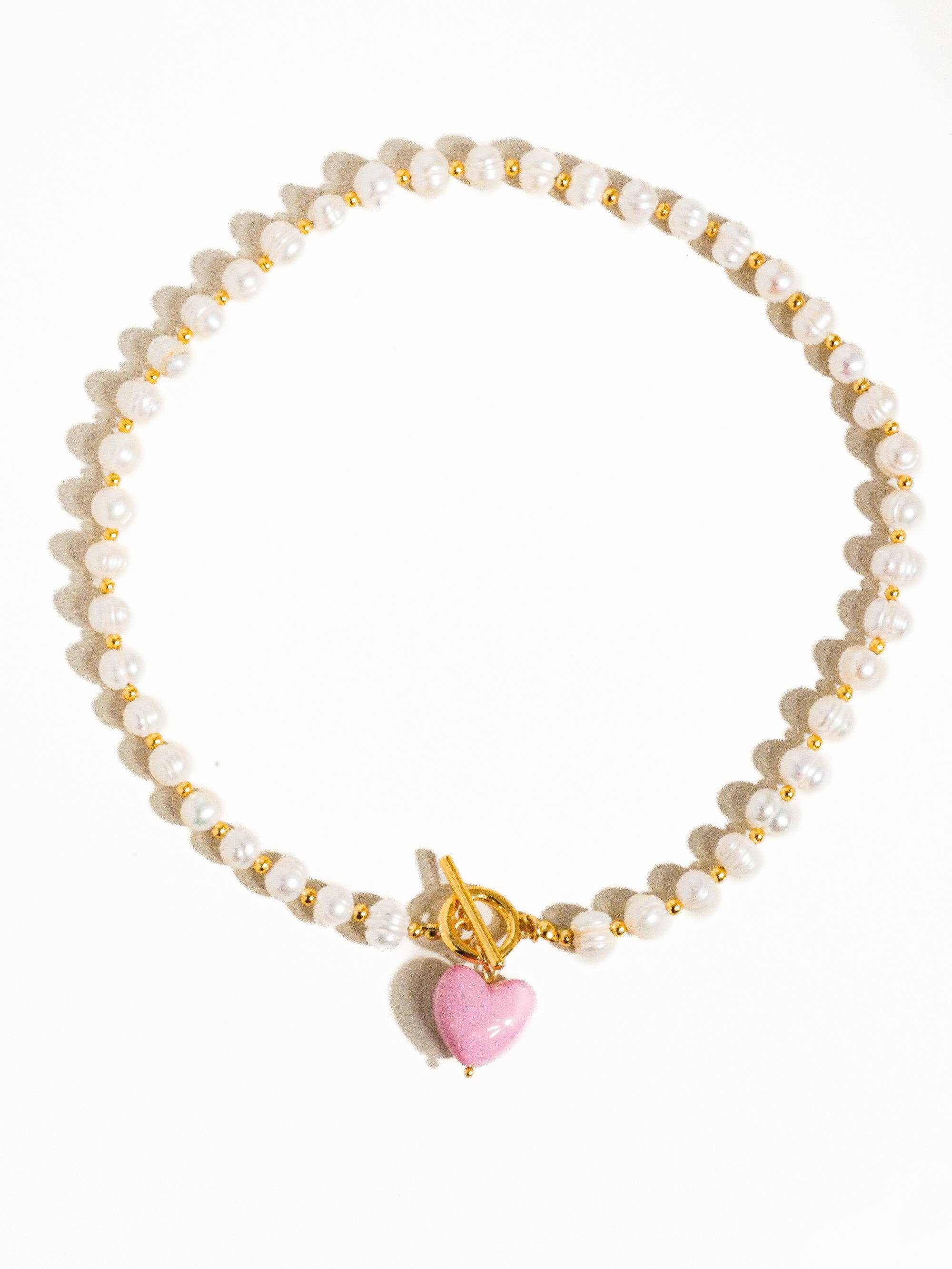 Flanerie Wren Vintage Natural Pearl Heart Necklace