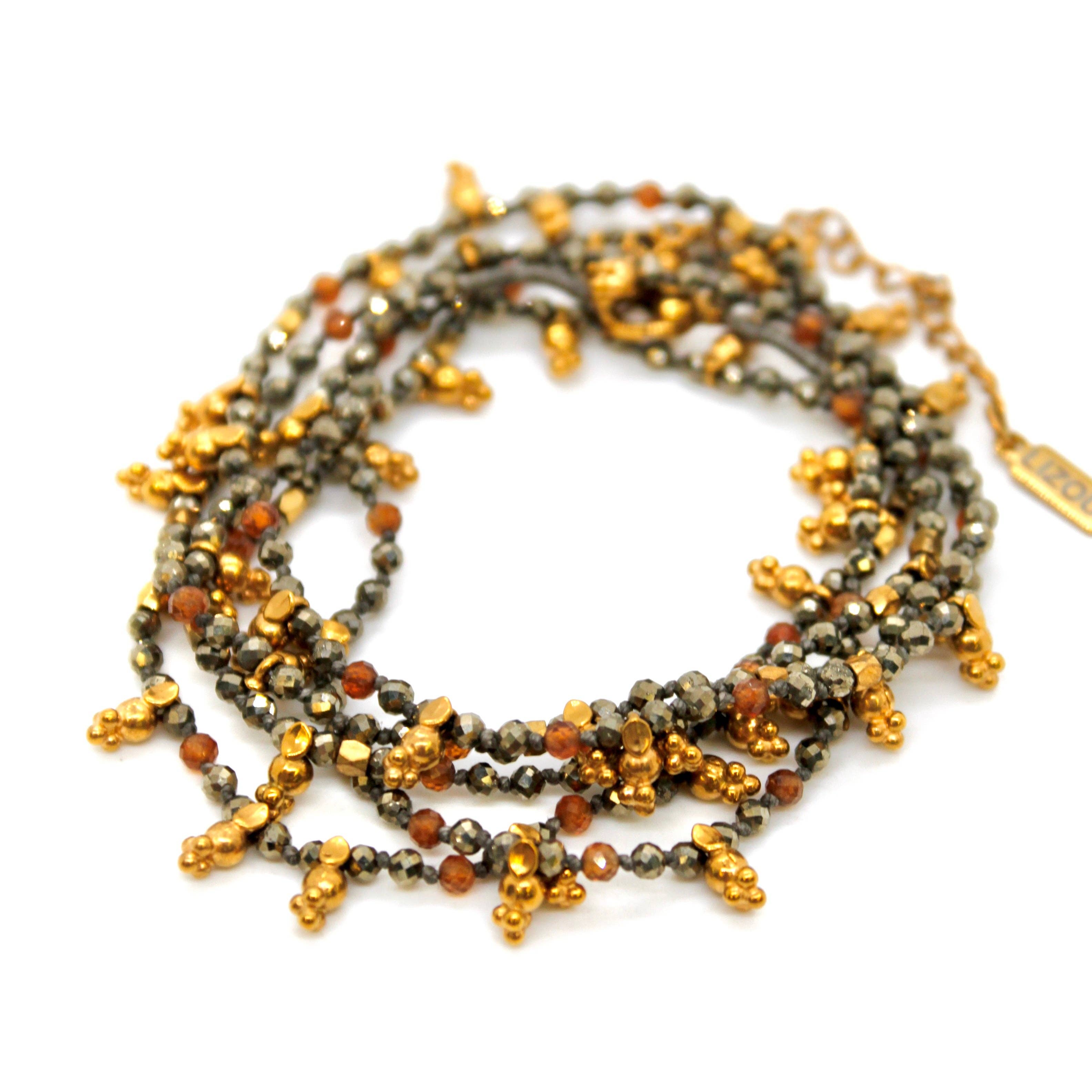 Lizou Pyrite and Mini Gold Specks Long Necklace #16