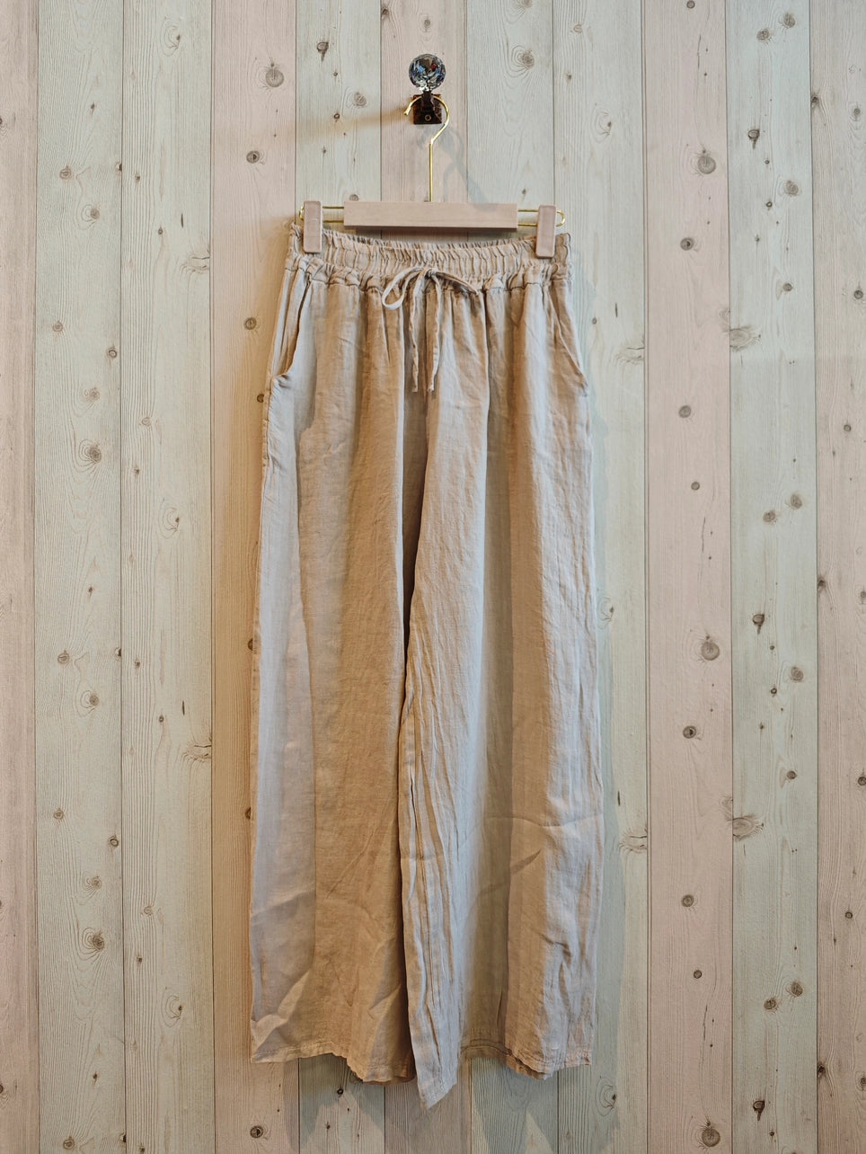 European Linen Tie Waist Straight Leg Pant 5837