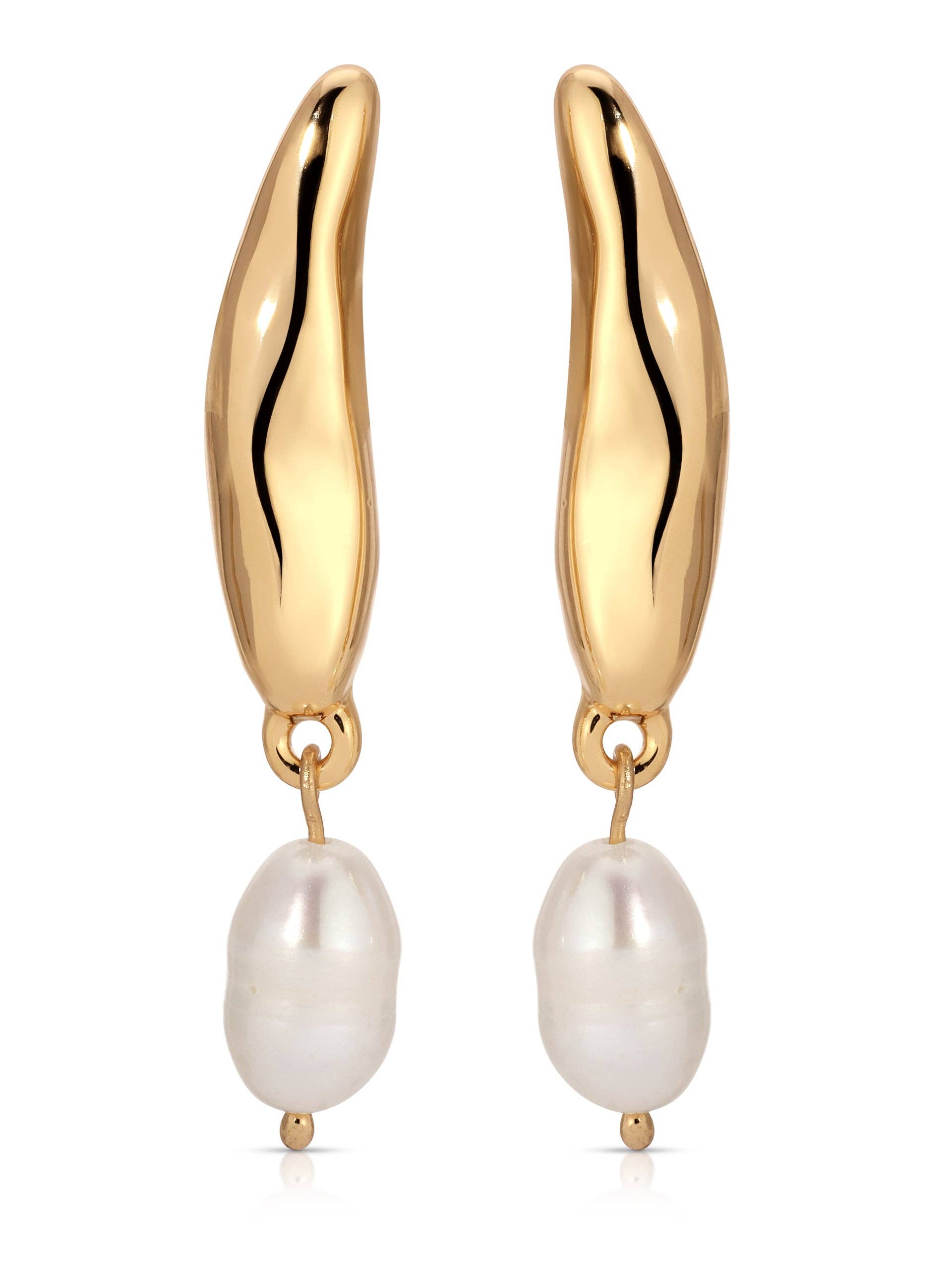 Ettika Liquid Luxe Pearl Earrings in Gold