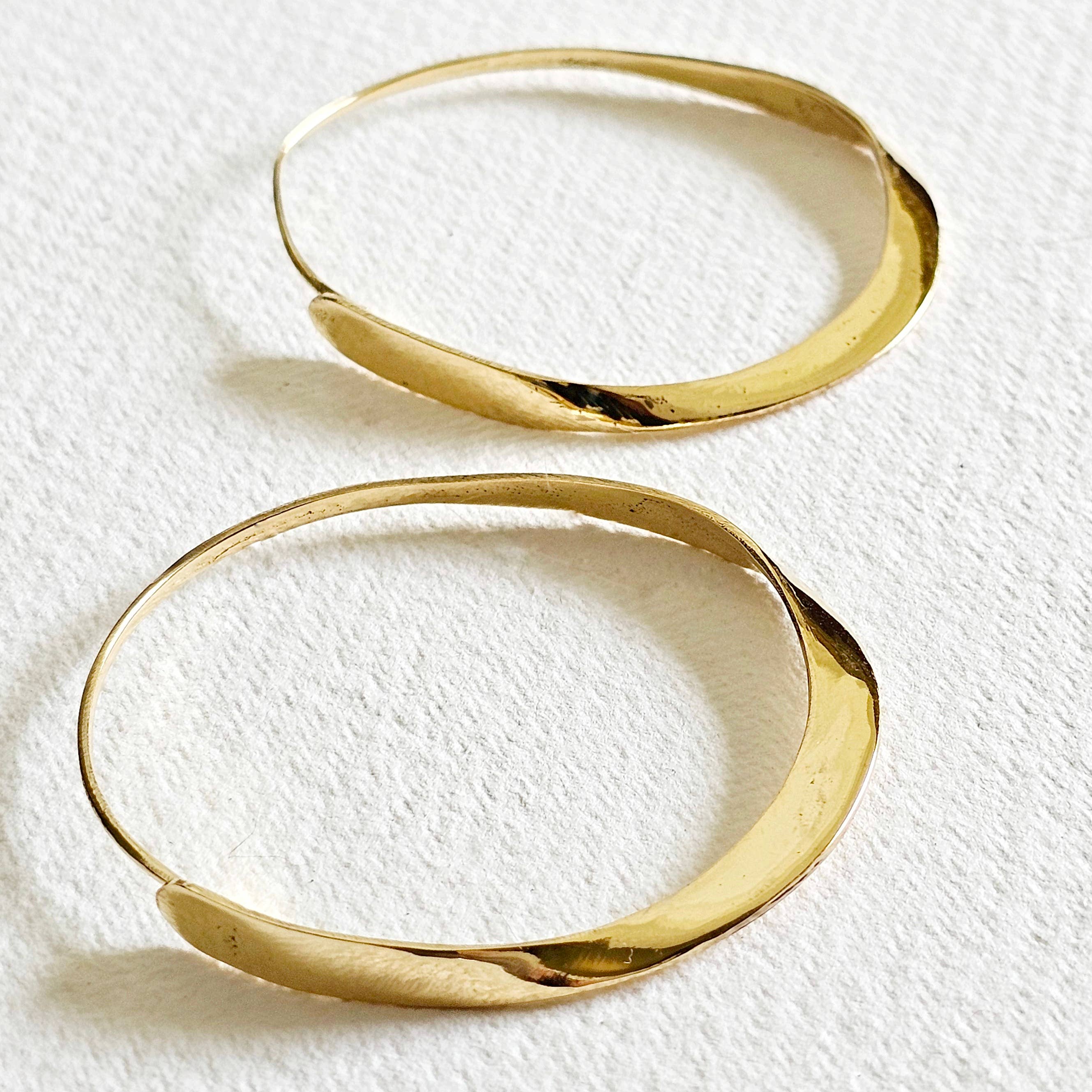 Bisjoux Brass Twisted Ribbon Hoop Earrings