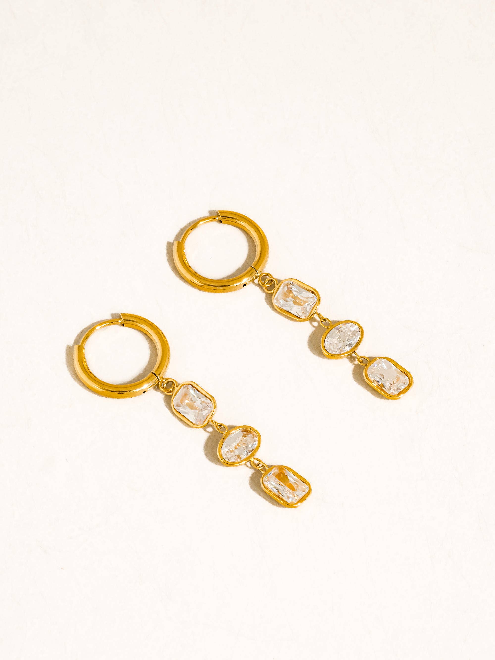 Flânerie Sunniva 18K Gold Non-Tarnish CZ Triple Drop Earrings