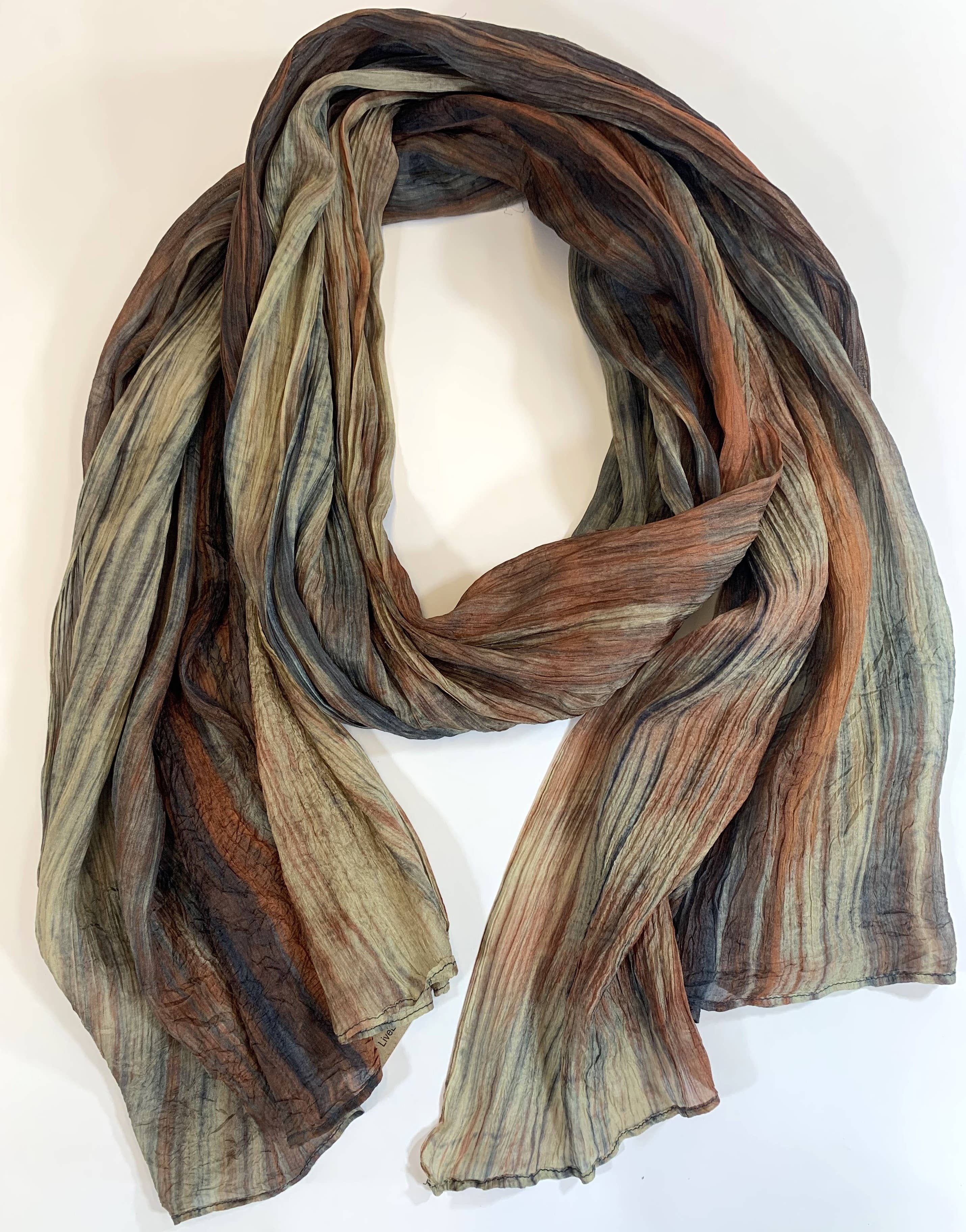 Lua Watercolor Silk Scarf in Dark Clay