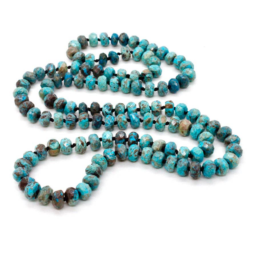 Lizou Hand-Knotted Long Faceted Jasper Beaded Necklace #2