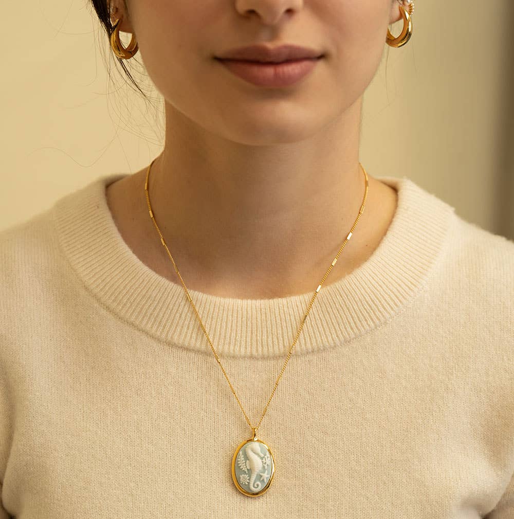 Amano Studio Seahorse Vintage Cameo Necklace