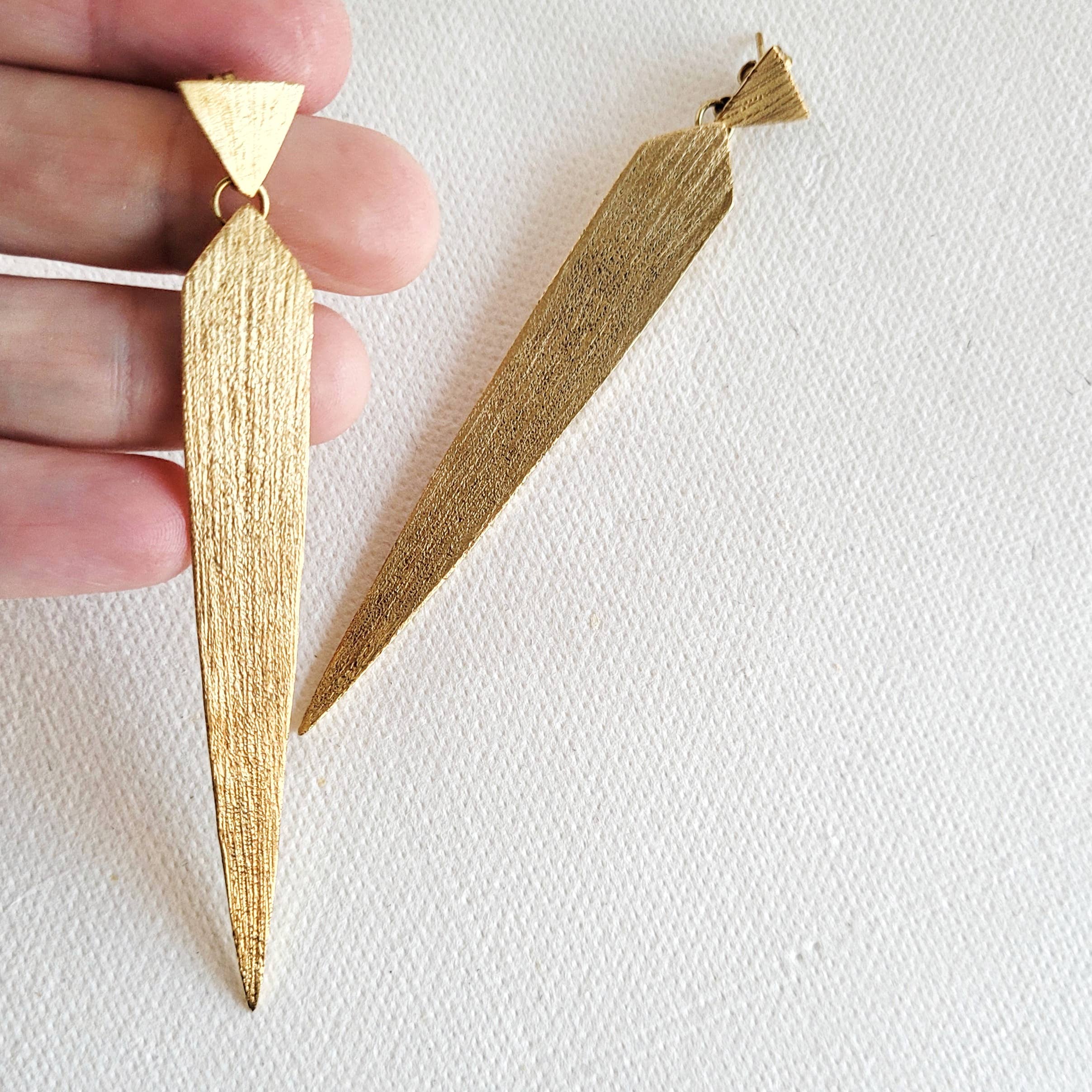 Bisjoux Brass Brushed Handmade Drop Earrings