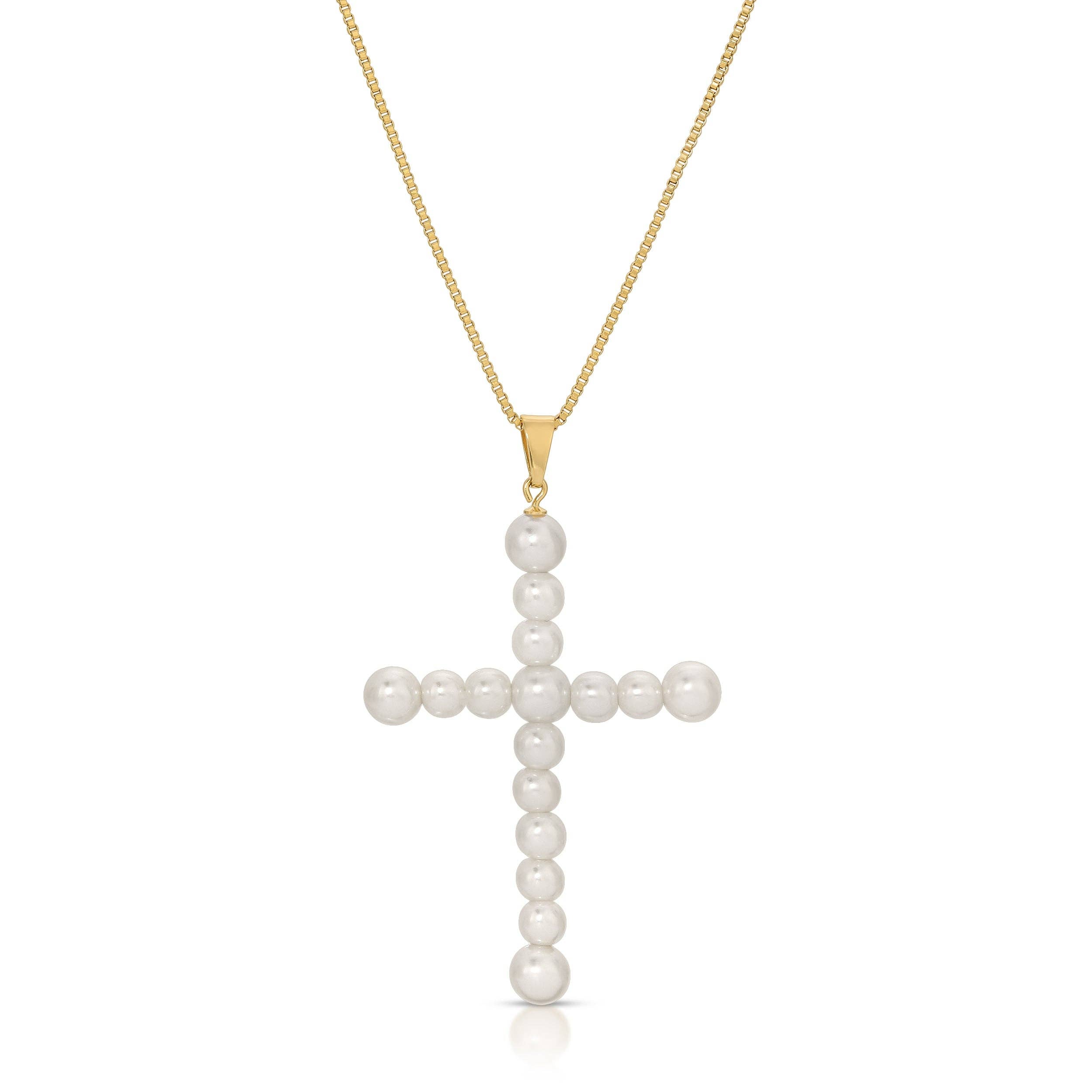 Joy Dravecky Vivian Pearl Cross Necklace