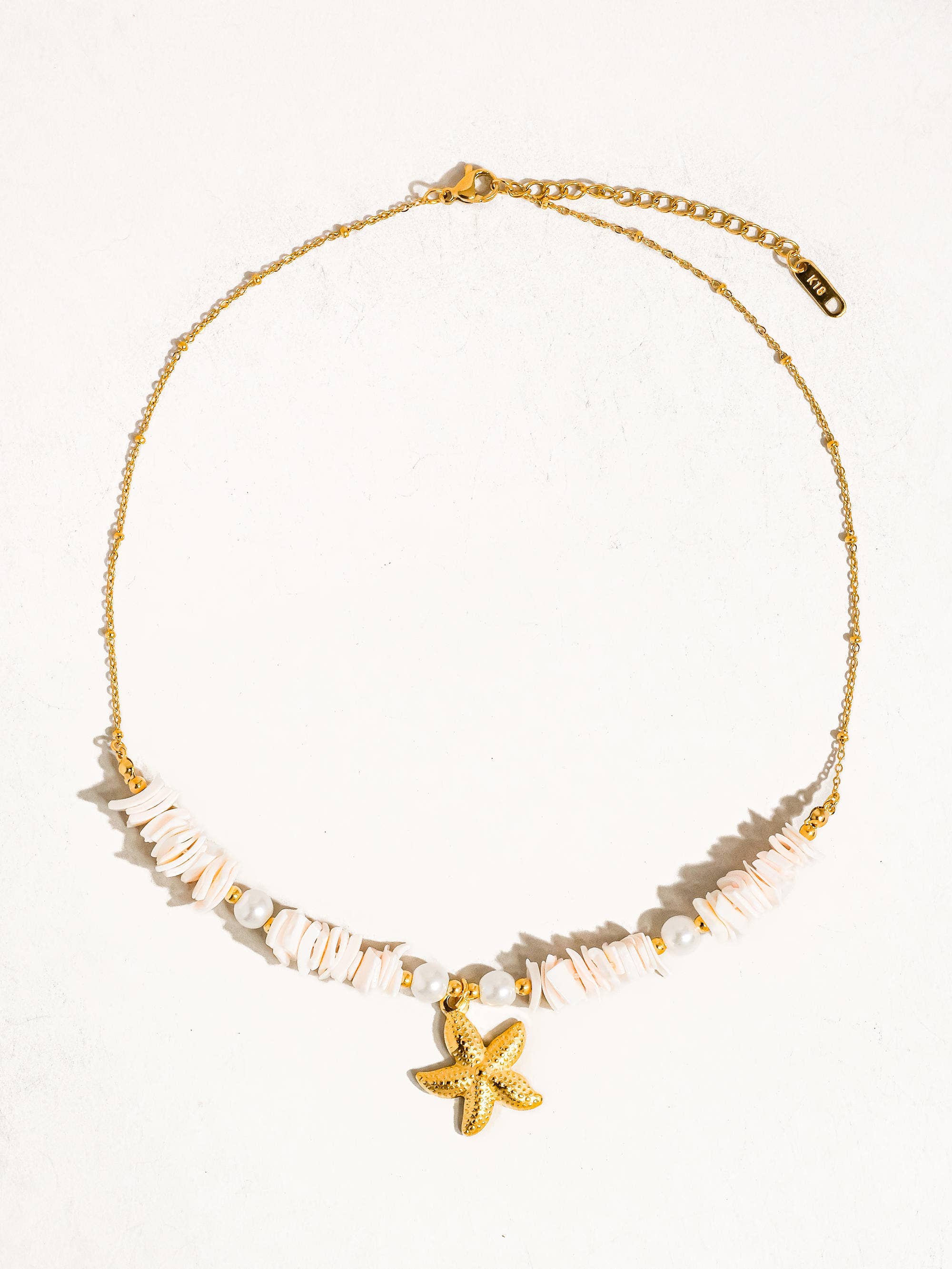 Flanerie Thelma 18K Gold Non-Tarnish Shell Star Necklace