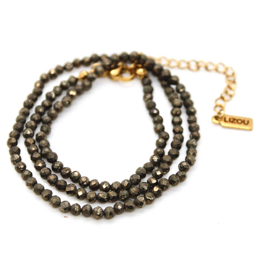 Lizou 16" Pyrite Stone Necklace #25