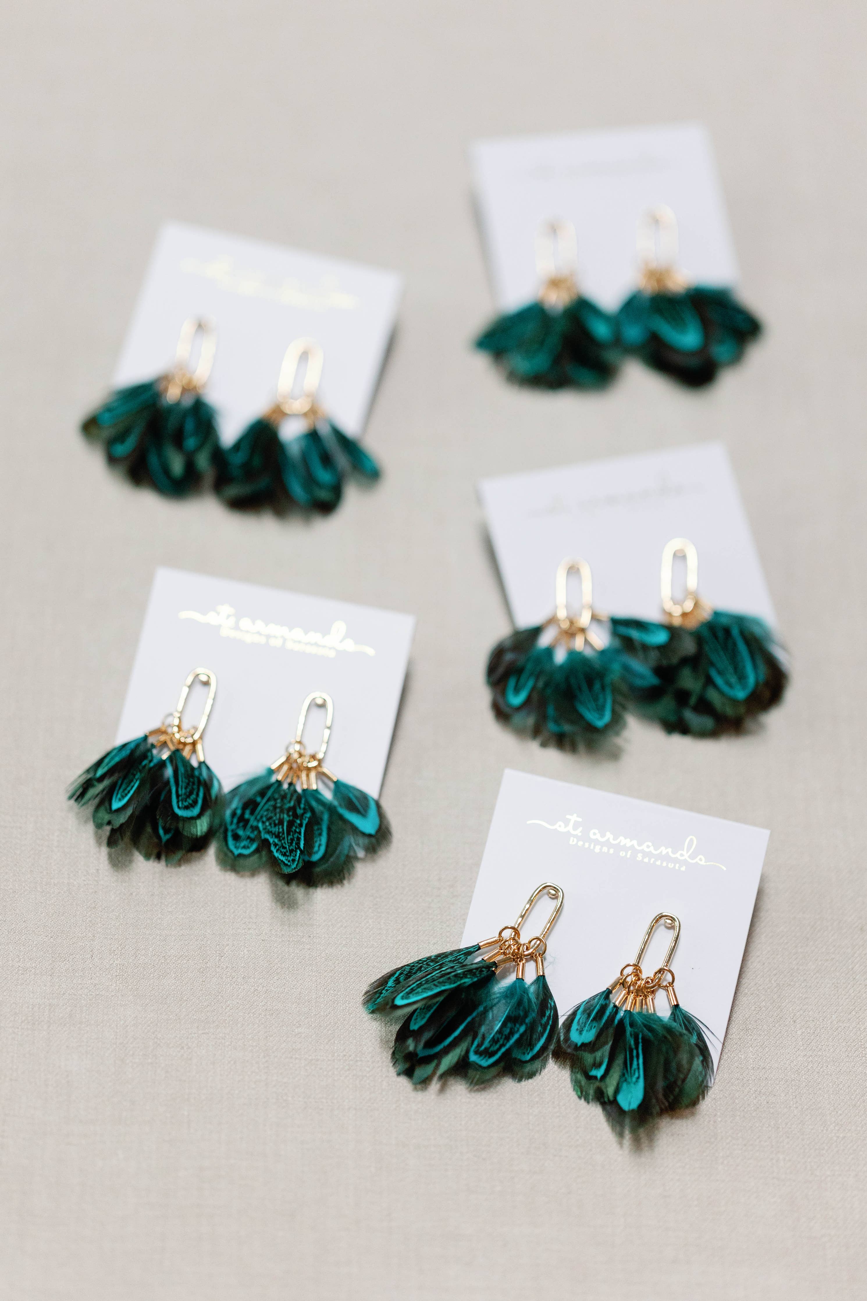 St. Armands Peacock Feather Statement Tassel Earrings SAD199