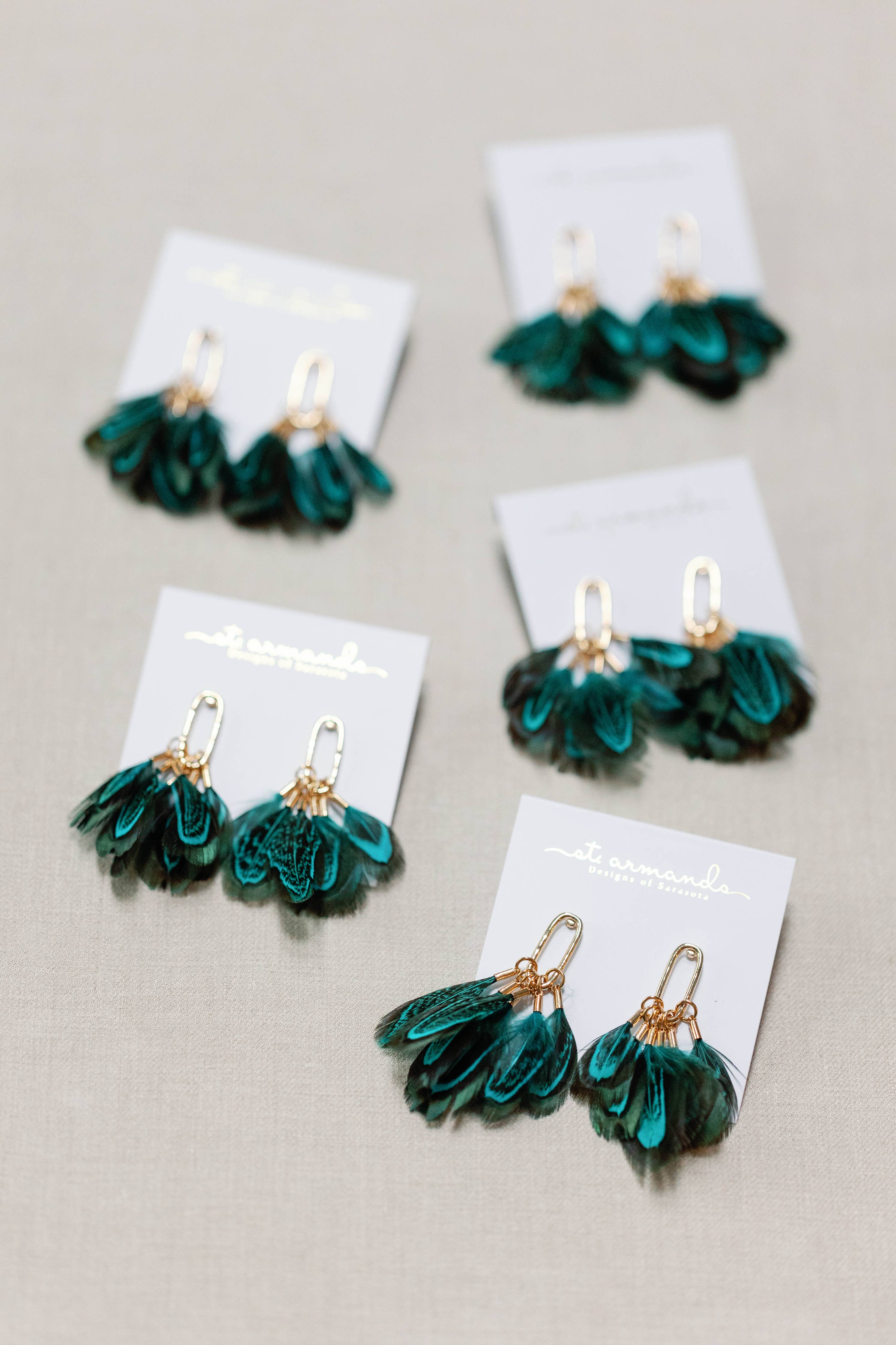 St. Armands Designs of Sarasota Peacock Feather Fall Statement Tassel Earrings SAD199