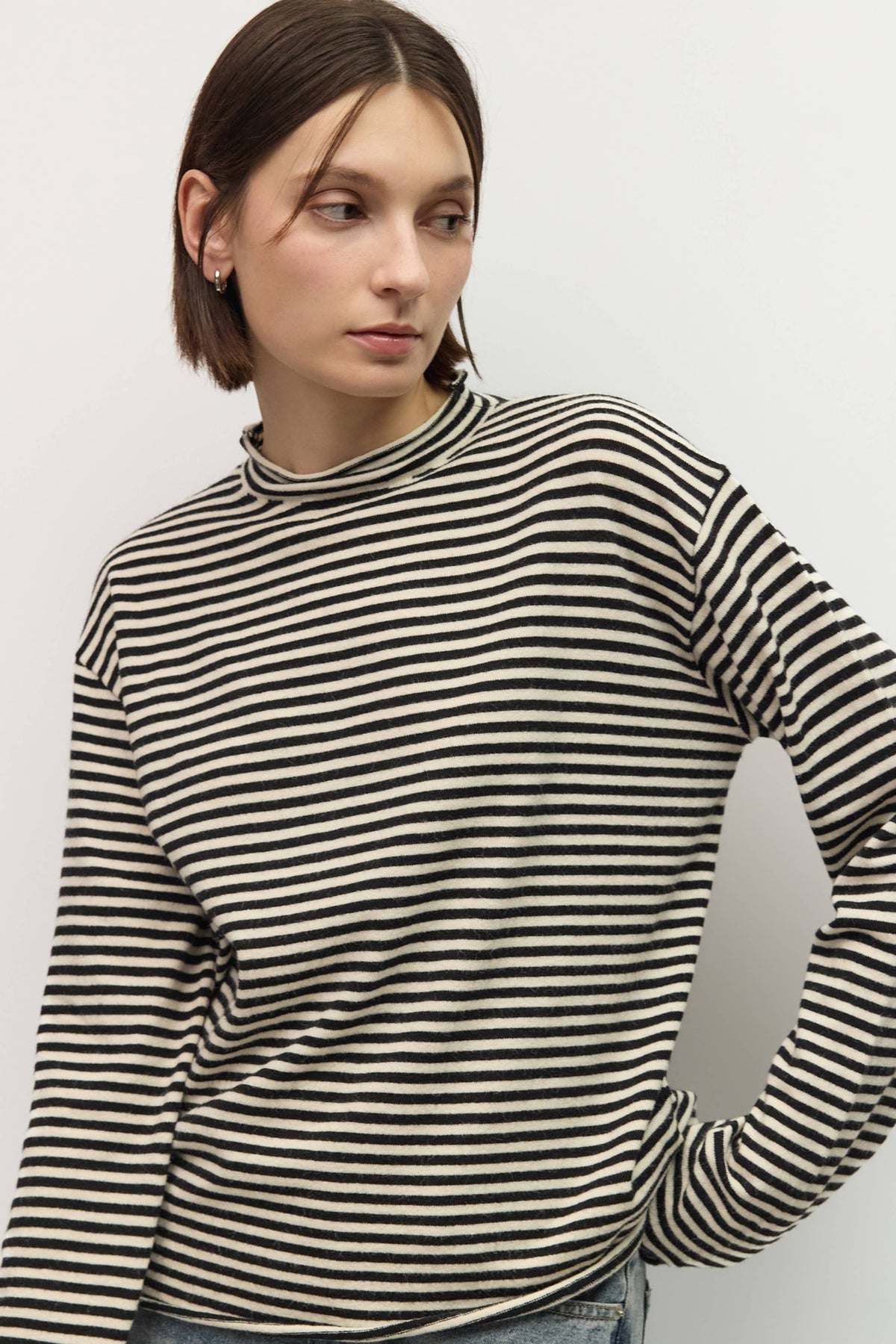 All Row The Cierra Sweater | Striped Mockneck Sweater