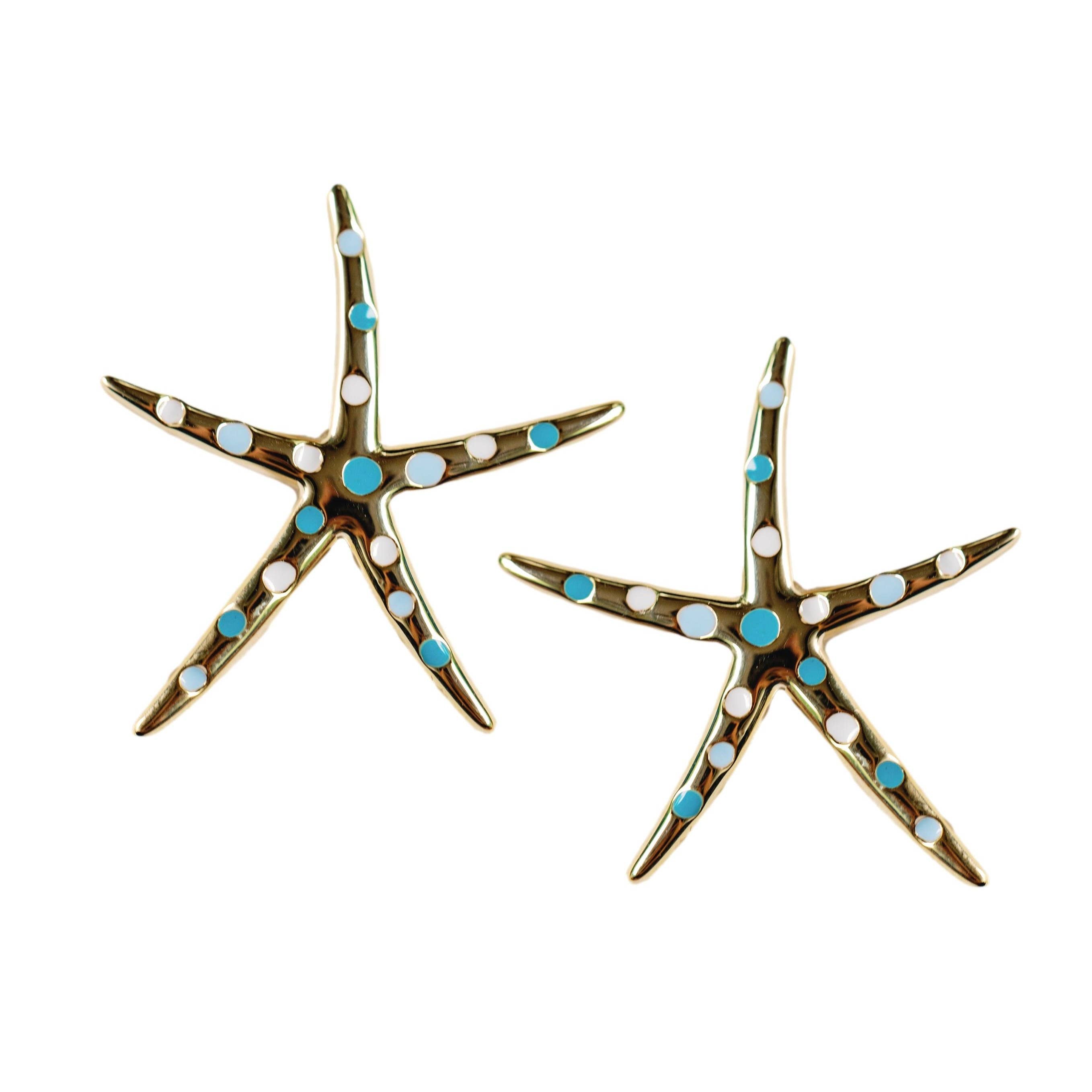 St. Armands Gold Starfish Maxi Statement Stud Earrings SAD353