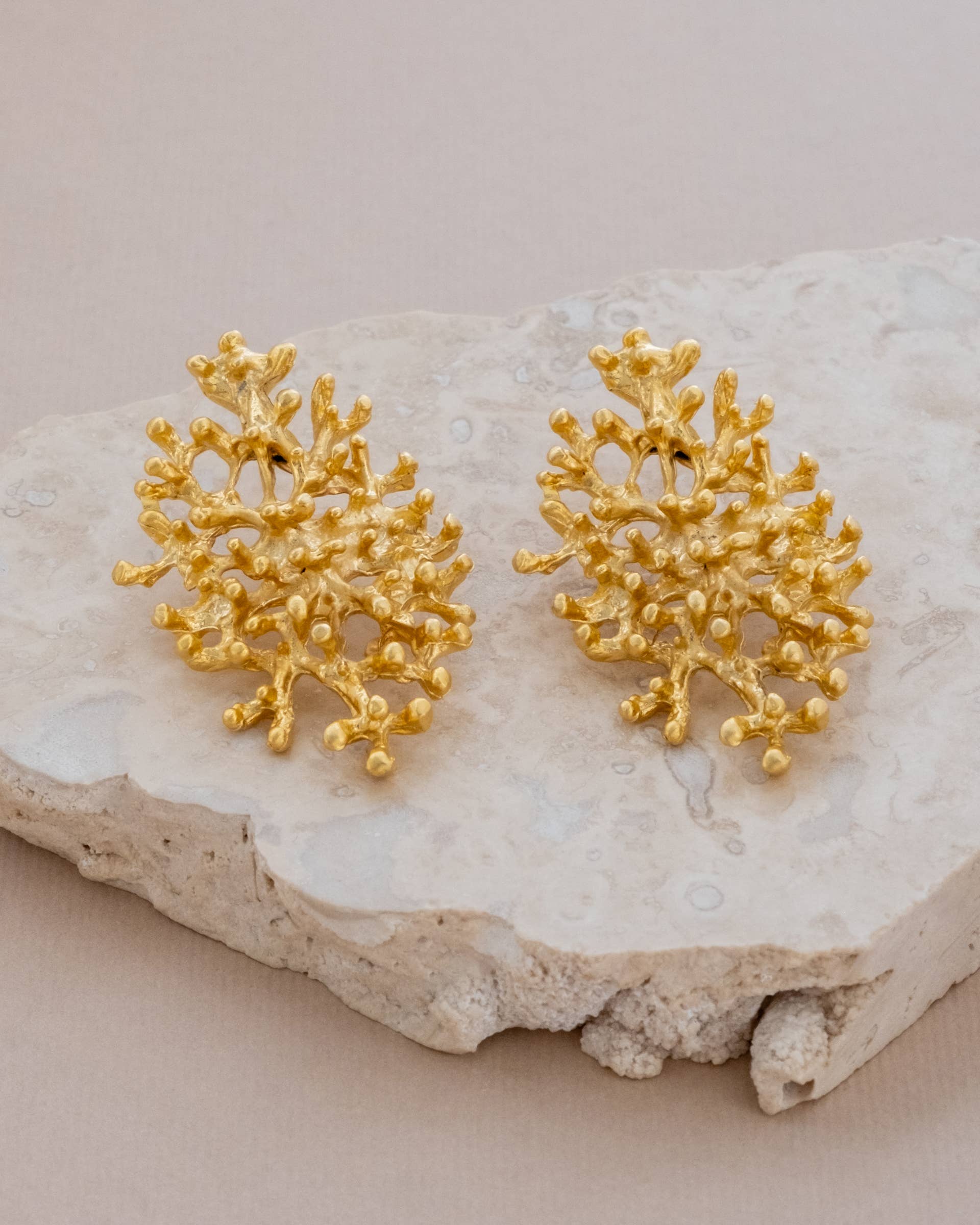 Sarka + Cleo Brushed Gold Coral Statement Earrings