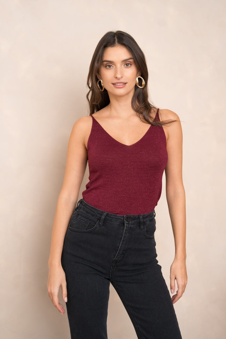 Carmine Paris Shiny Lurex Tank Top - 8752