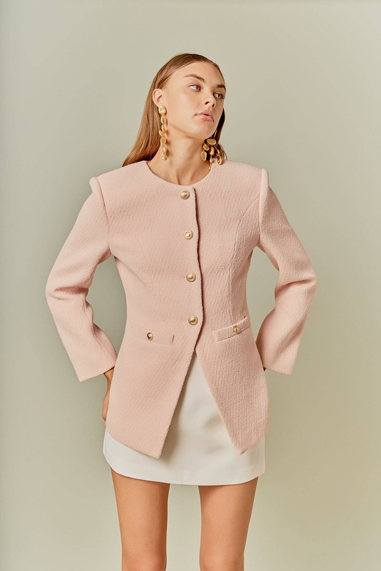 Endless Rose Tweed Buttoned Blazer