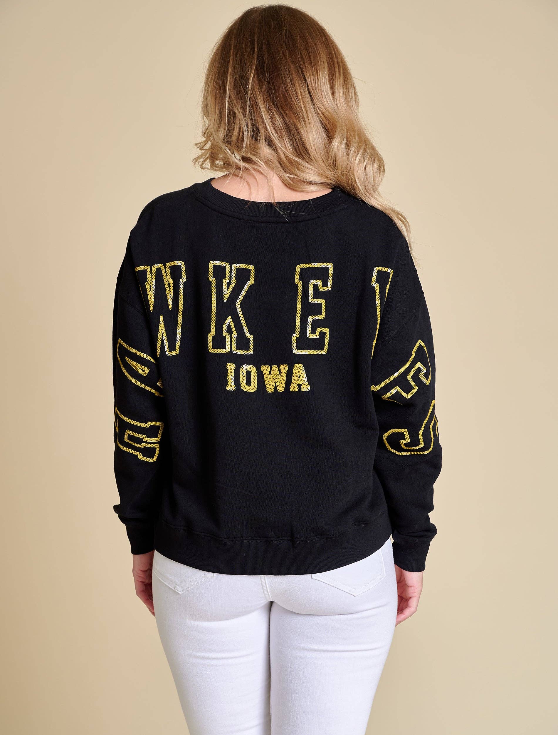 Stewart Simmons Sequin Boxy Iowa Sweatshirt