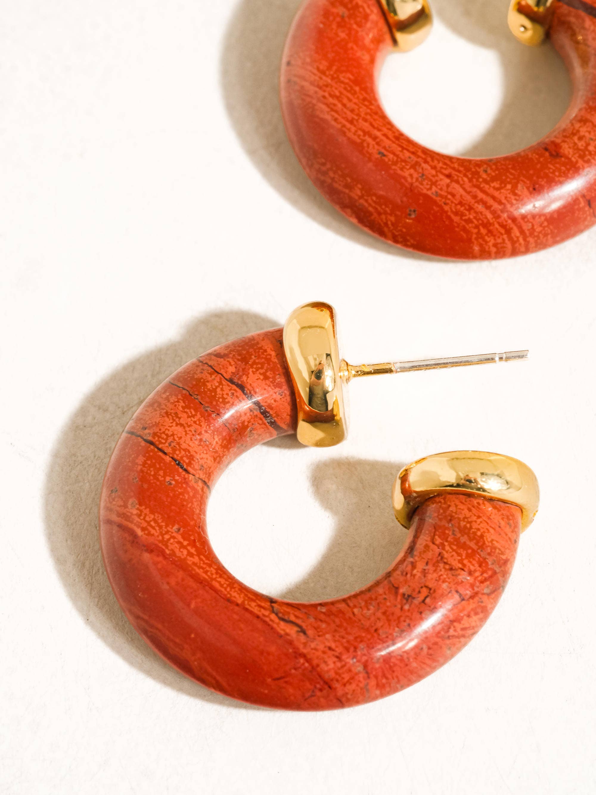 Flânerie Quinnley 18K Gold Western Natural Stone Hoop Earring