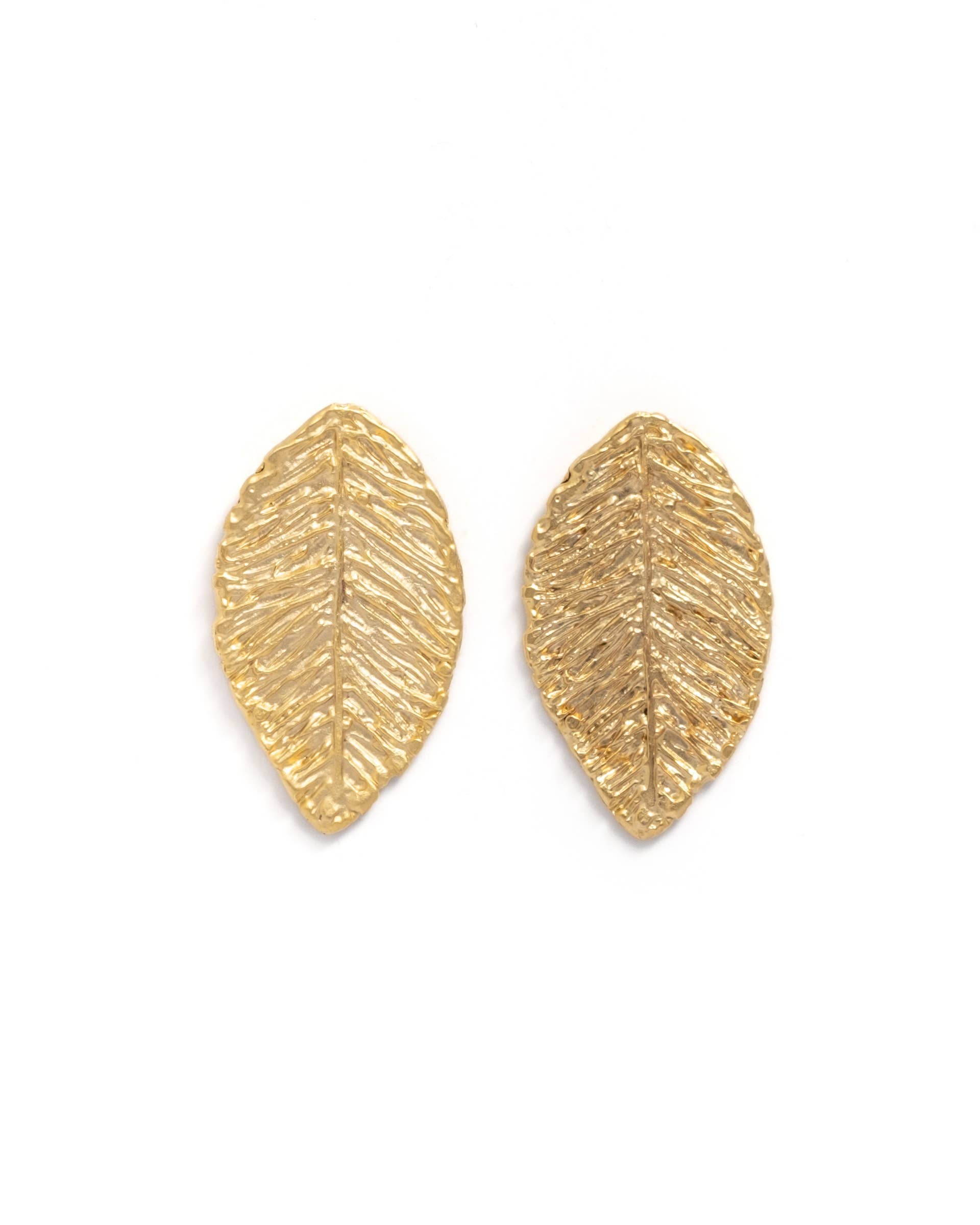 Sarka + Cleo Brushed Gold Leaf Drop Earrings