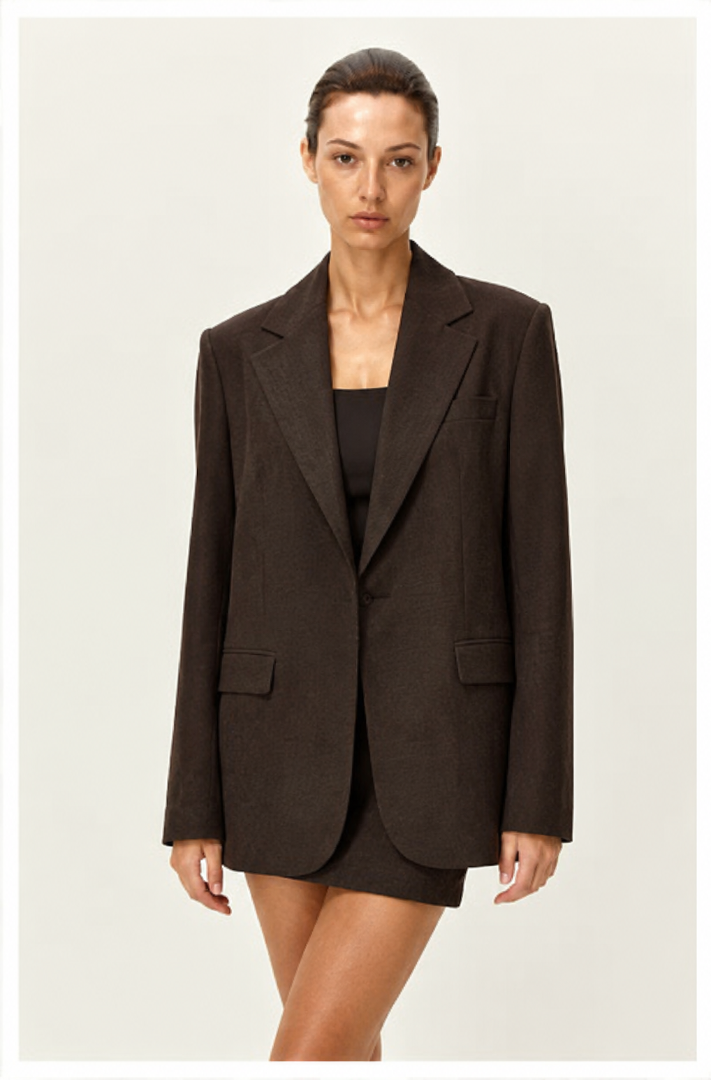 Elodie Brown Tailored Blazer E1326JY710 clarified product photo