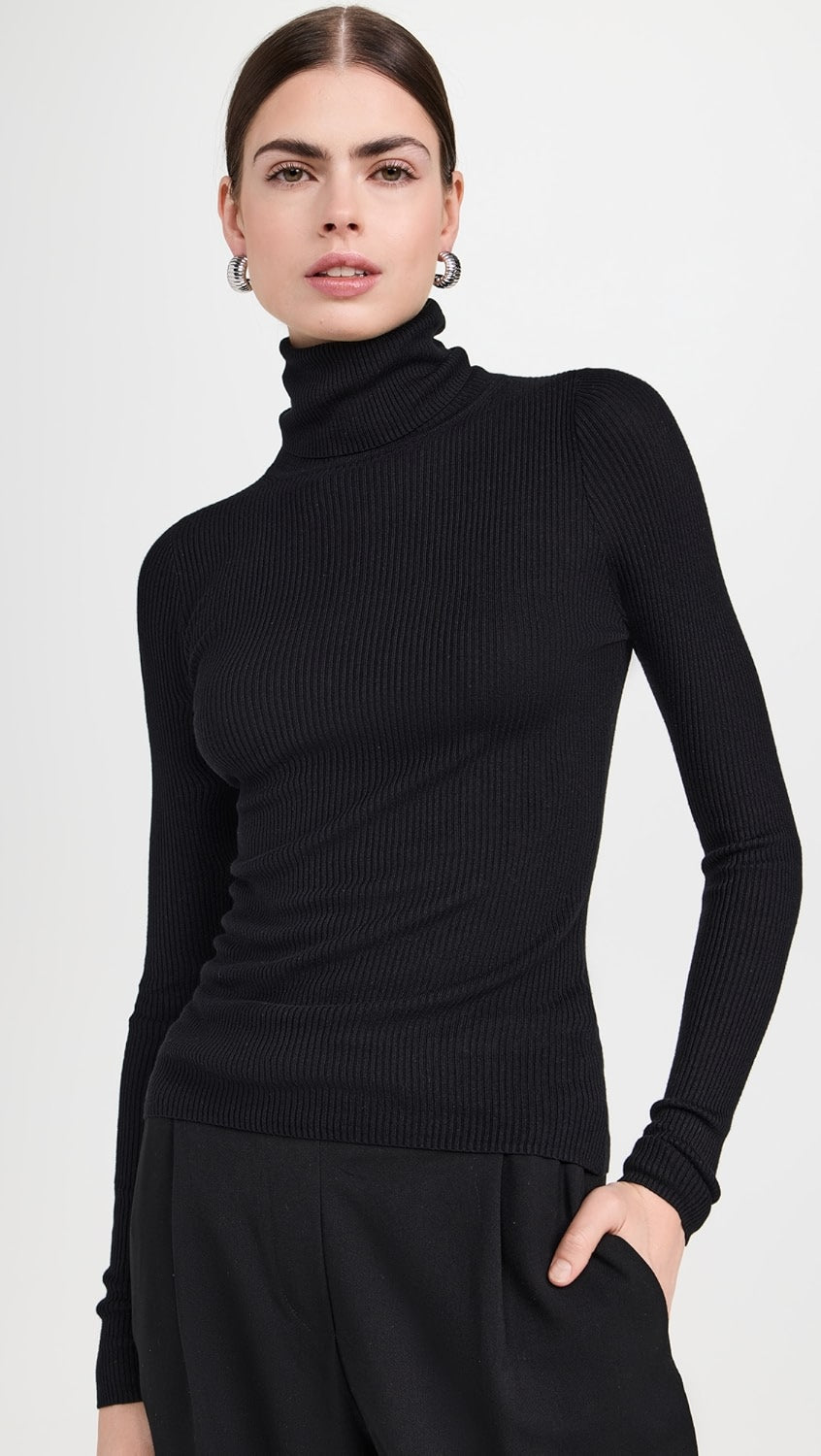 Enza Costa Silk Sweater Layering Turtleneck 8124