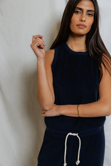 Perfect White Tee Esther Loop Terry Mock Neck Tank