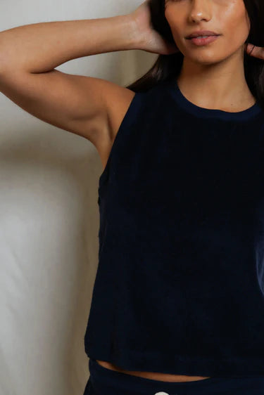 Perfect White Tee Esther Loop Terry Mock Neck Tank