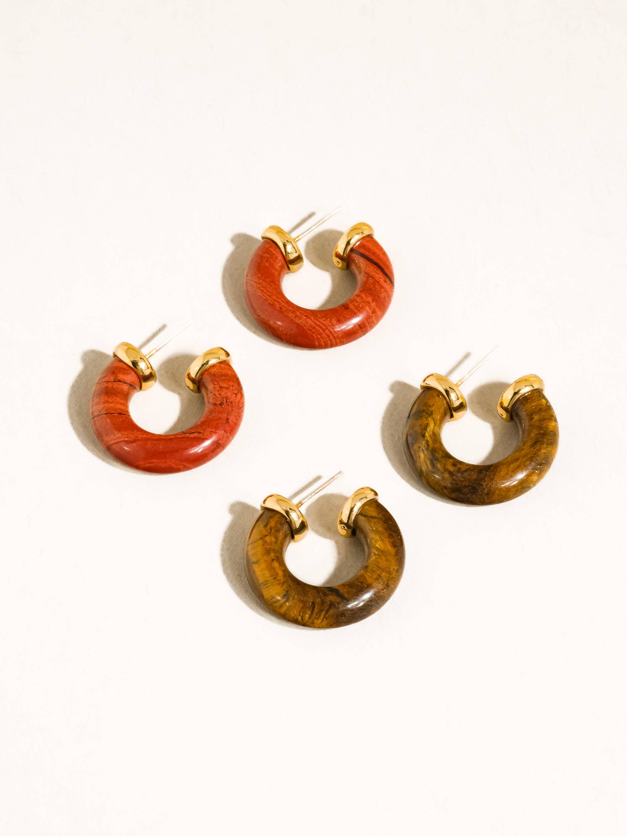 Flânerie Quinnley 18K Gold Western Natural Stone Hoop Earring