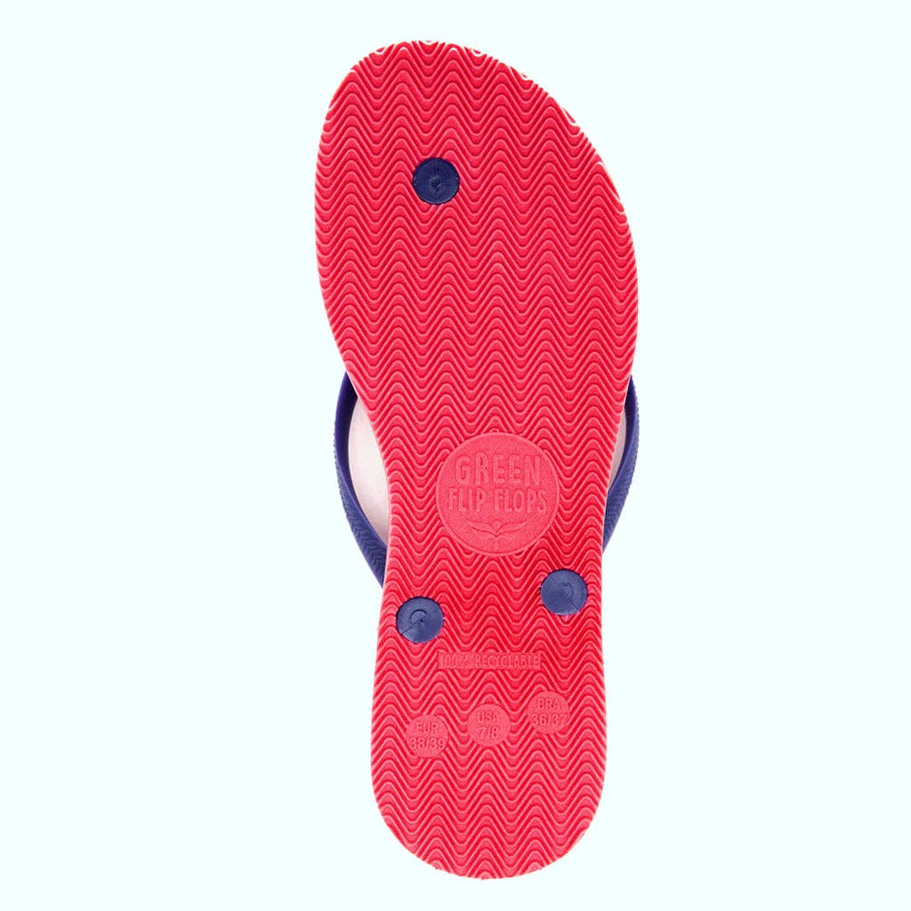 Green Sustainable Flip Flops Watermelon with Purple Straps