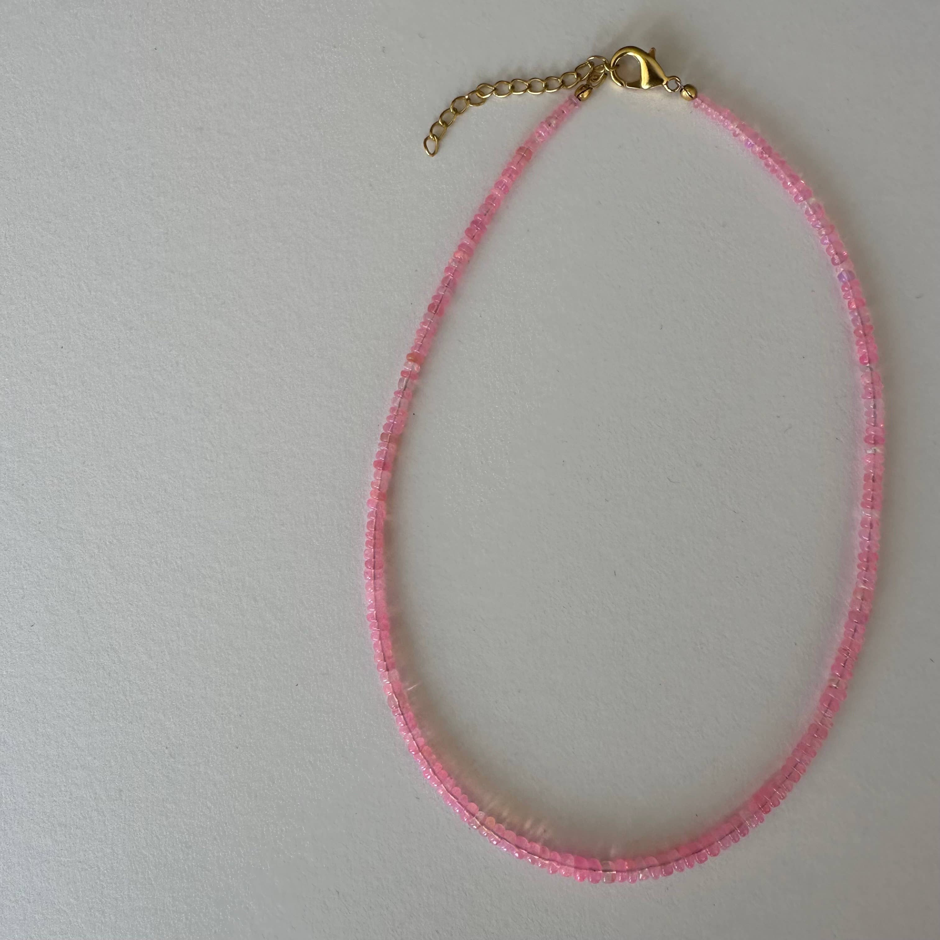 Anokhi Green Light Pink Ethiopian Opal Necklace NKB121