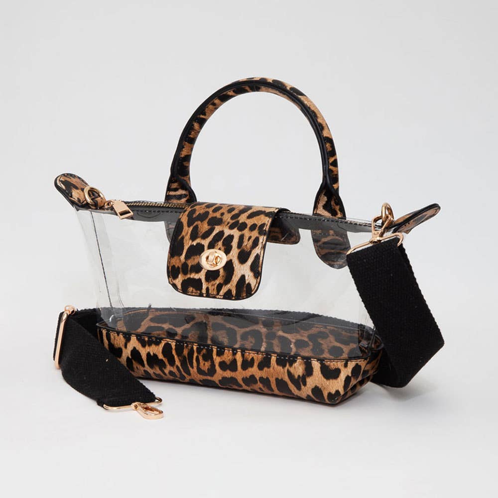 Catherine's Game Day Faux Leather Compact Transparent Top Handle Crossbody Bag