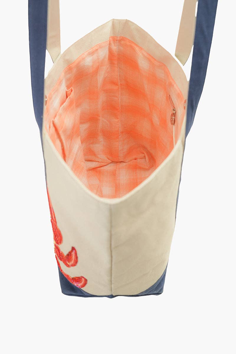 America & Beyond Seaside Crab Hand-Beaded Nautical Boat Tote
