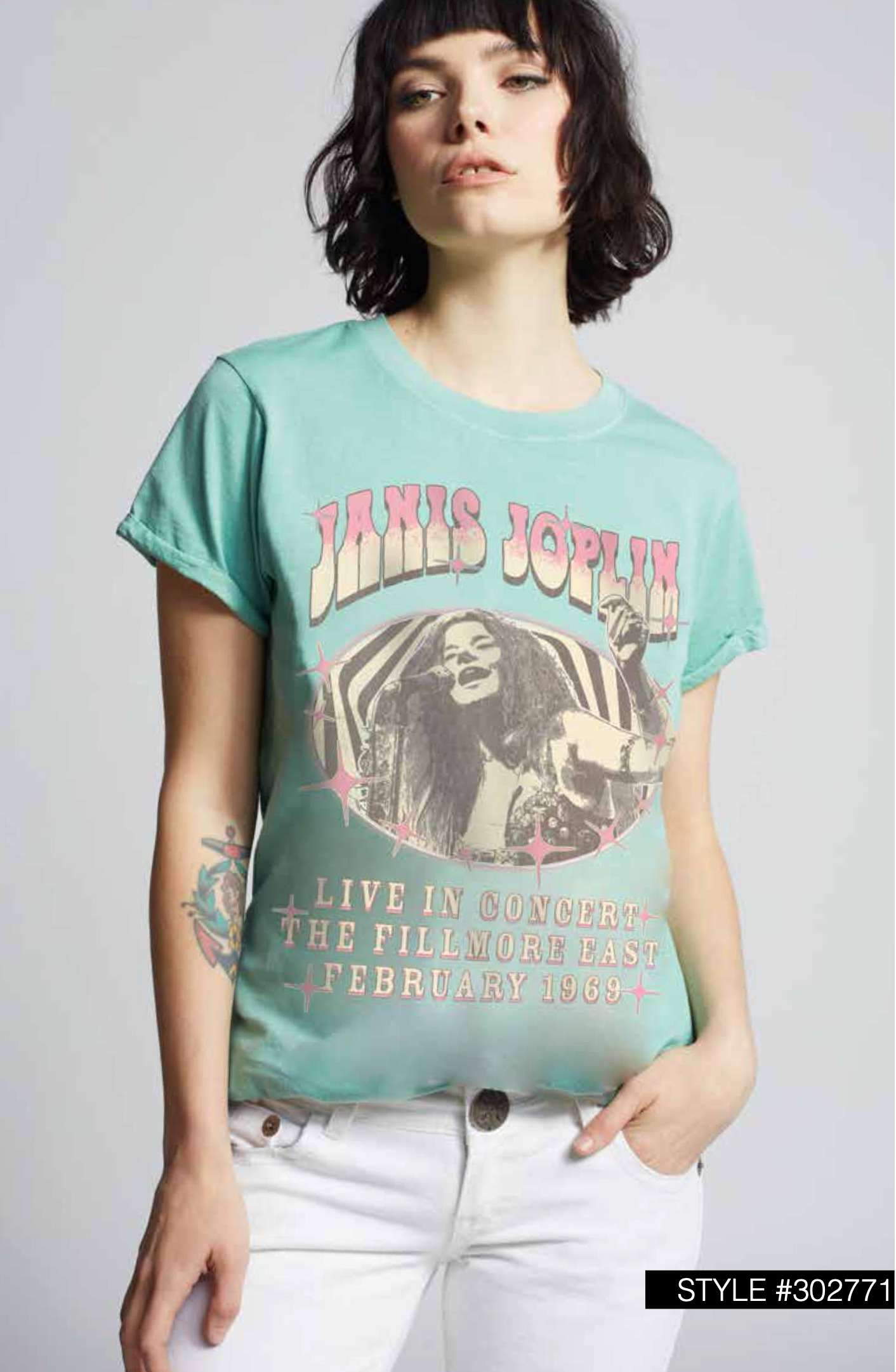 Recycled Karma Janis Joplin Live 1969 Burn Out Graphic Tee