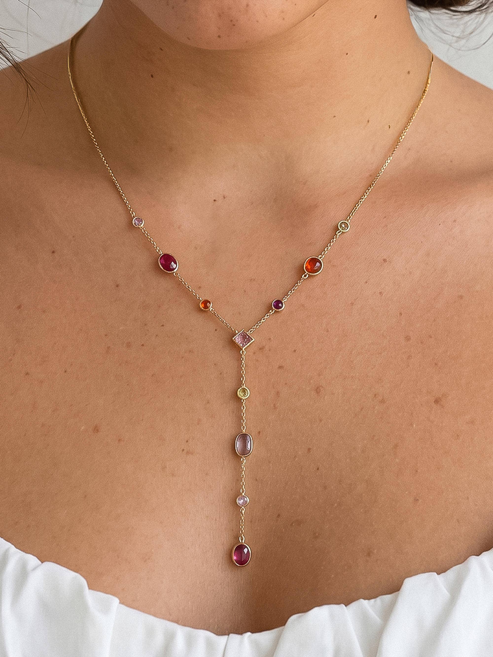 Flânerie Briennon 18K Gold Colorful Beaded Y Necklace