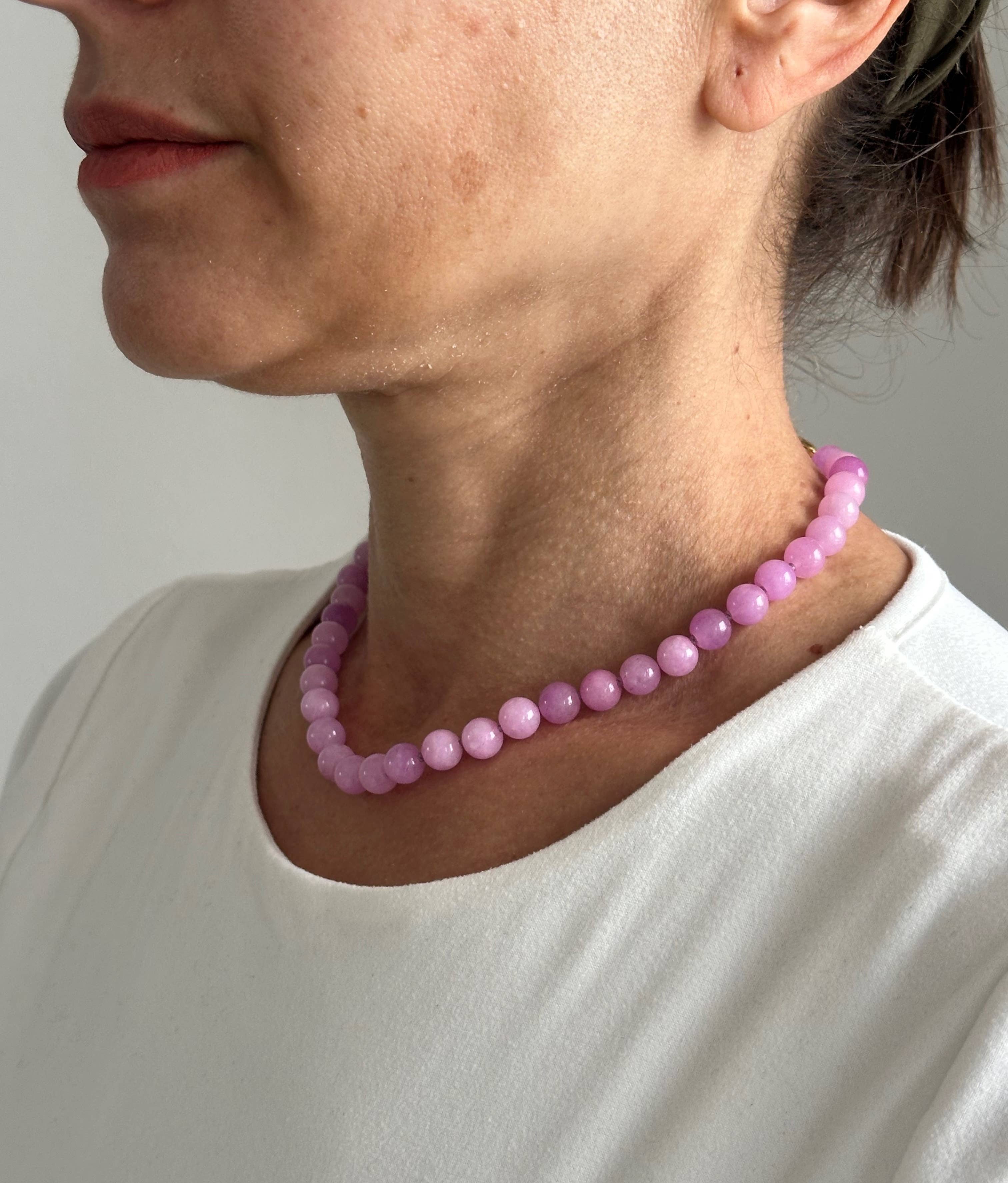 Anokhi Green Jade Necklace - Pink Lavender NKK15