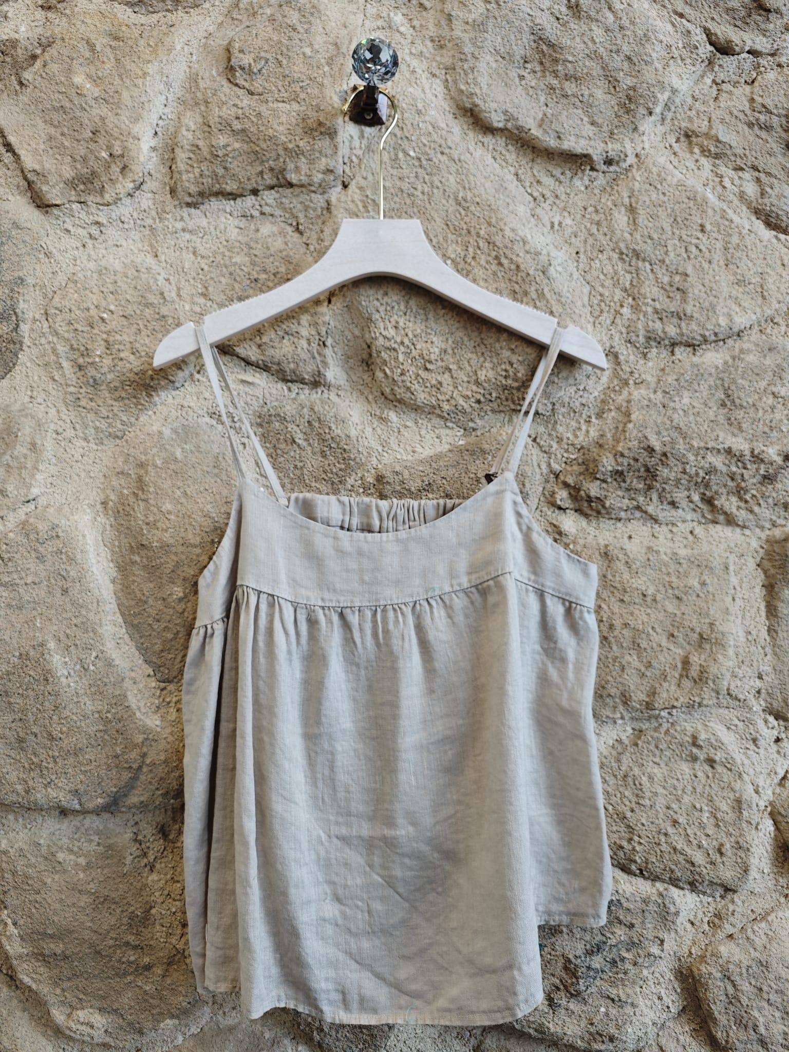 European Linen Thin Strap Tank Top 21919