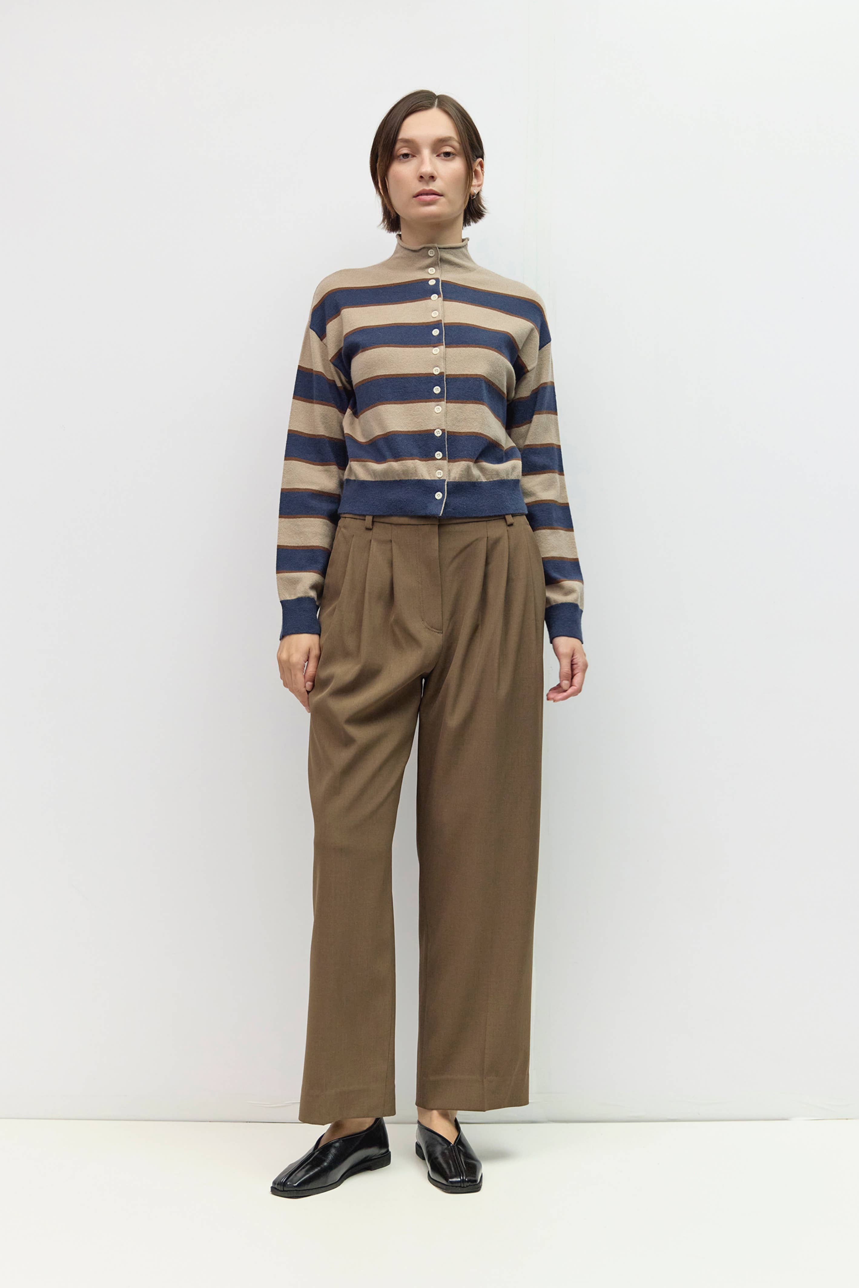 Mod Ref The Claude Striped Turtleneck Cardigan