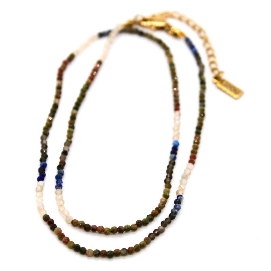 Lizou 16" Chocolate Gradient Stone Necklace #23