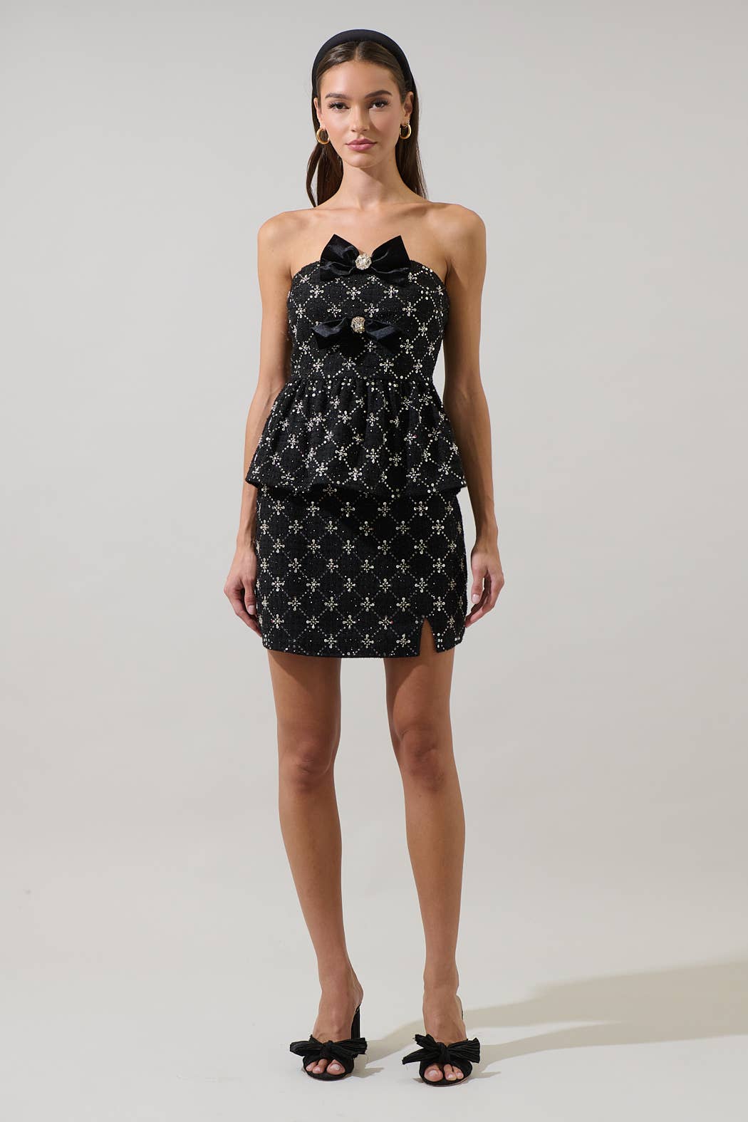 Sugarlips Whitney Tweed Bow Strapless Top