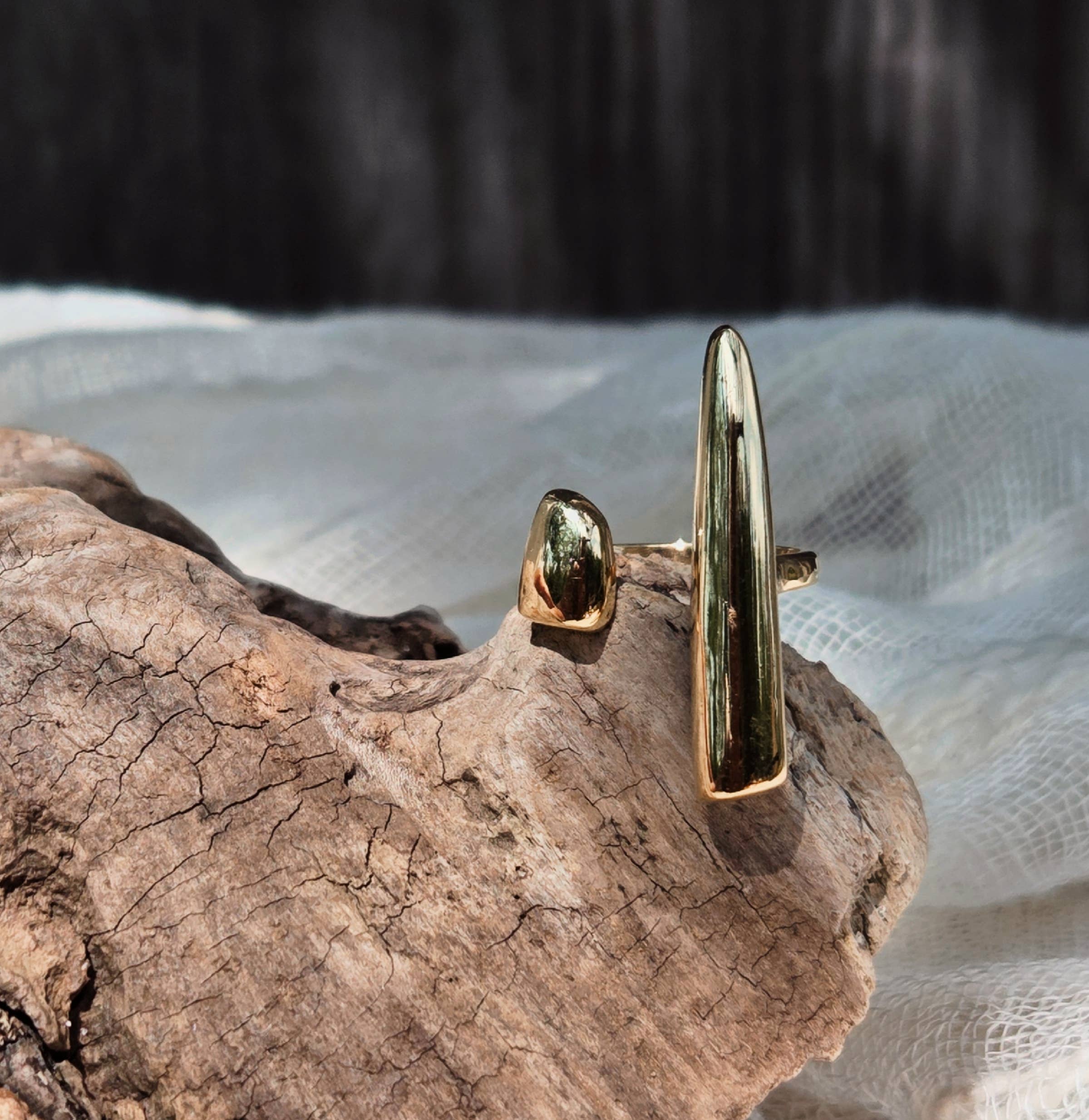Bisjoux Brass Asymmetrical  Molten Peak Ring