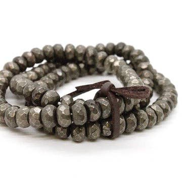 Lizou Faceted Pyrite Set/3 Stretch Bracelets
