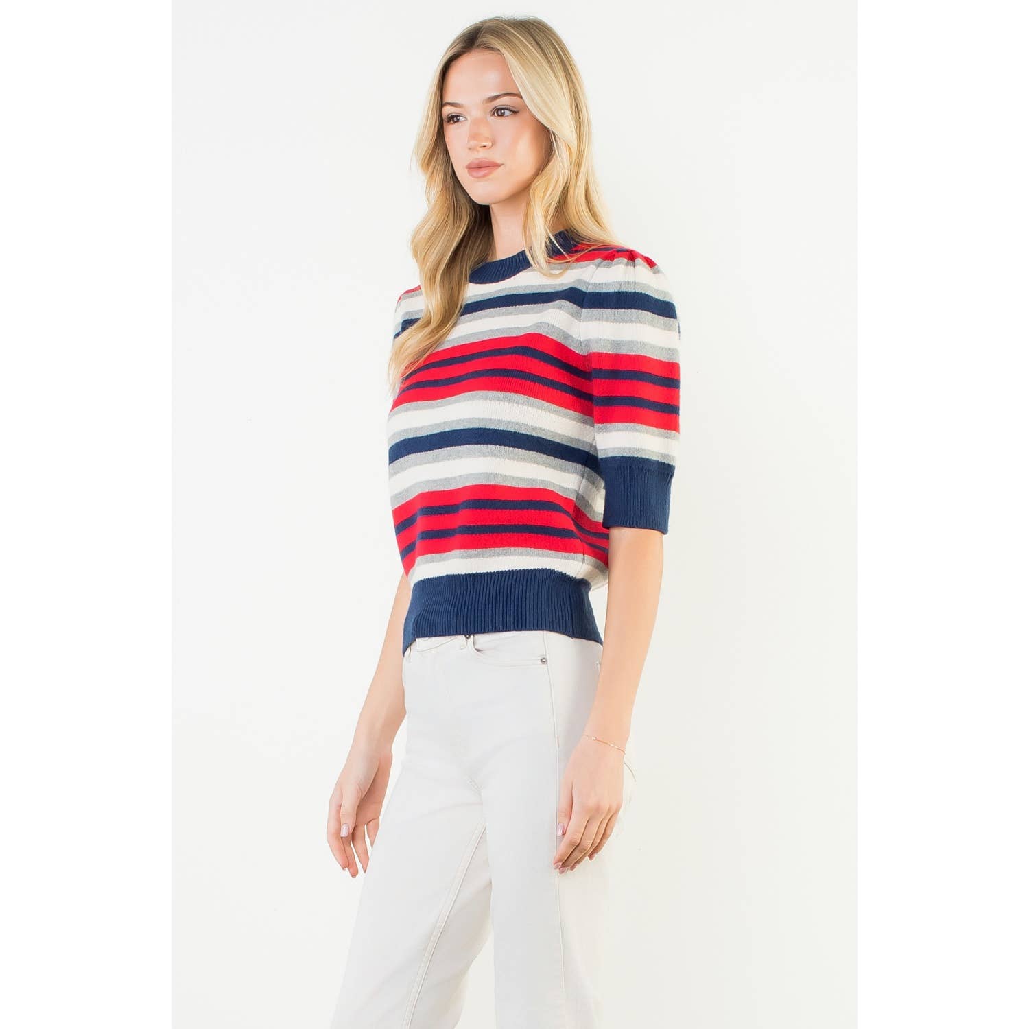 THML Short Sleeve Multi Color Knit Top