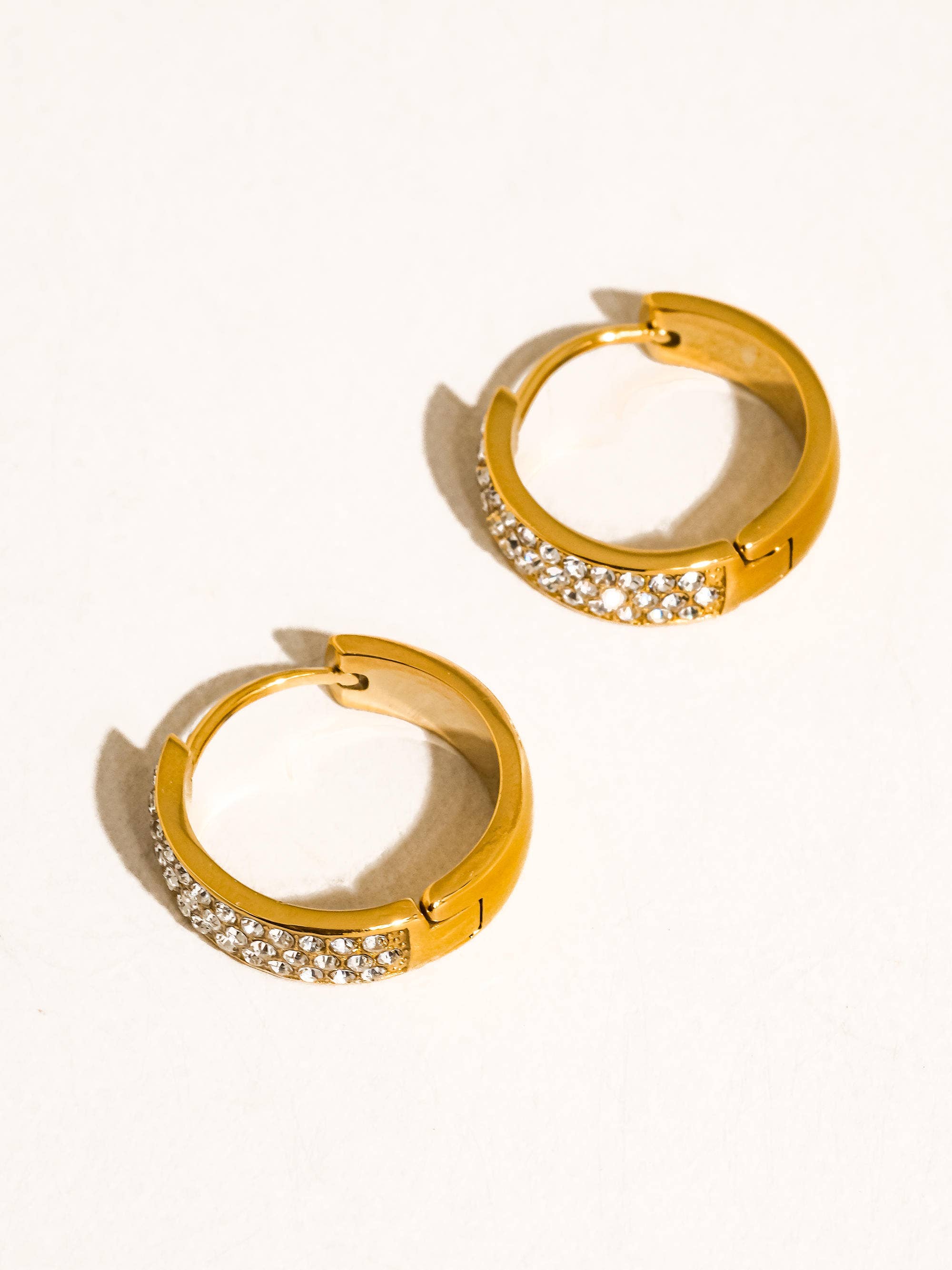 Flânerie Zephira 18K Gold Non-Tarnish CZ Pave Hoop Earrings