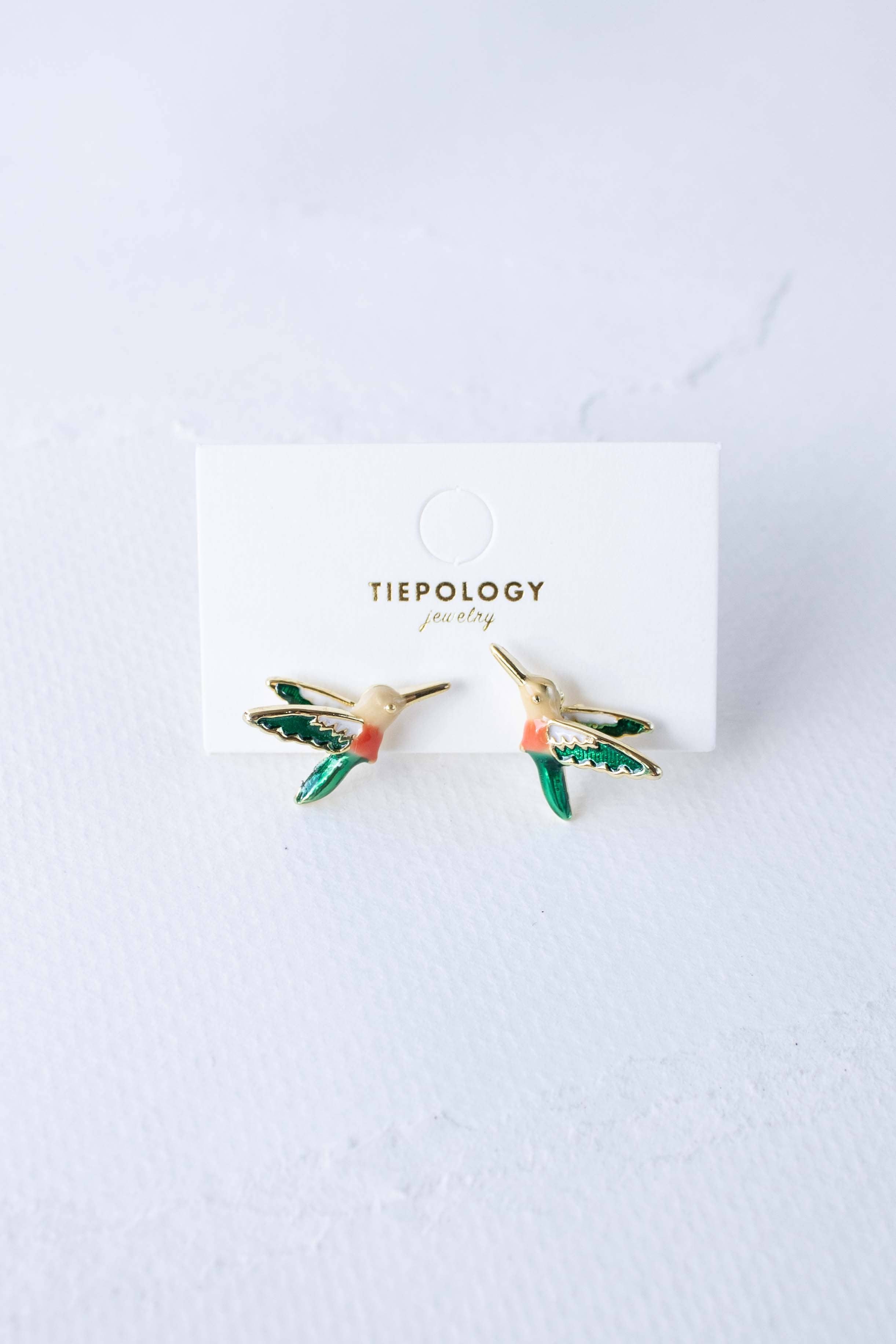 Tiepology Mini Hummingbird Stud Earrings