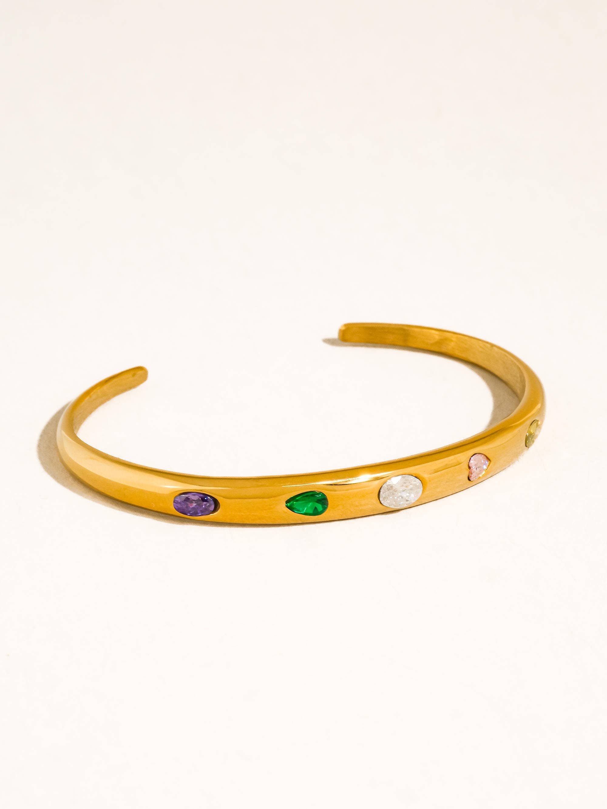 Flânerie Juneau 18K Gold Non-Tarnish Multicolor CZ Bangle