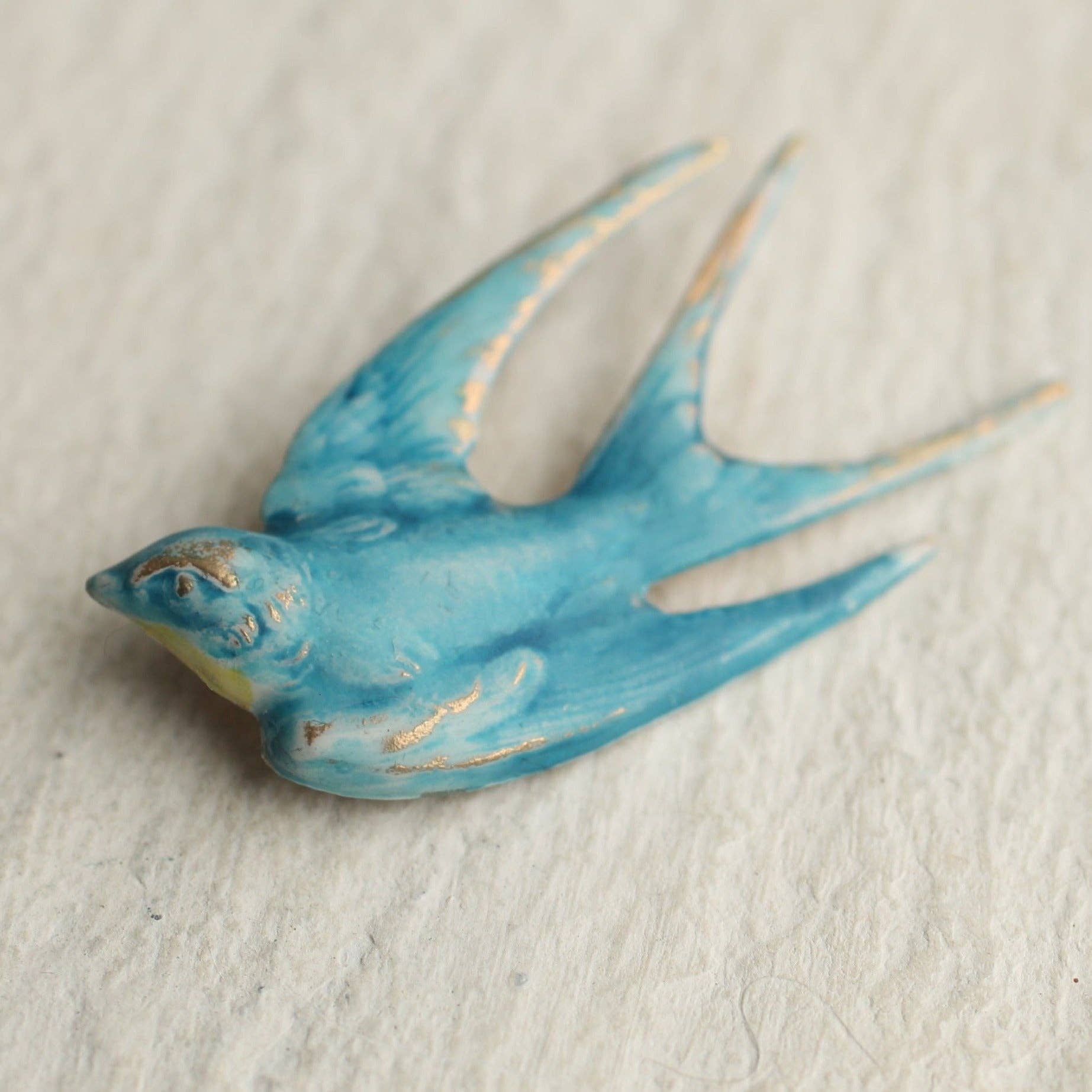 Silk Purse, Sow’s Ear Blue Bird Swallow Brooch Pin