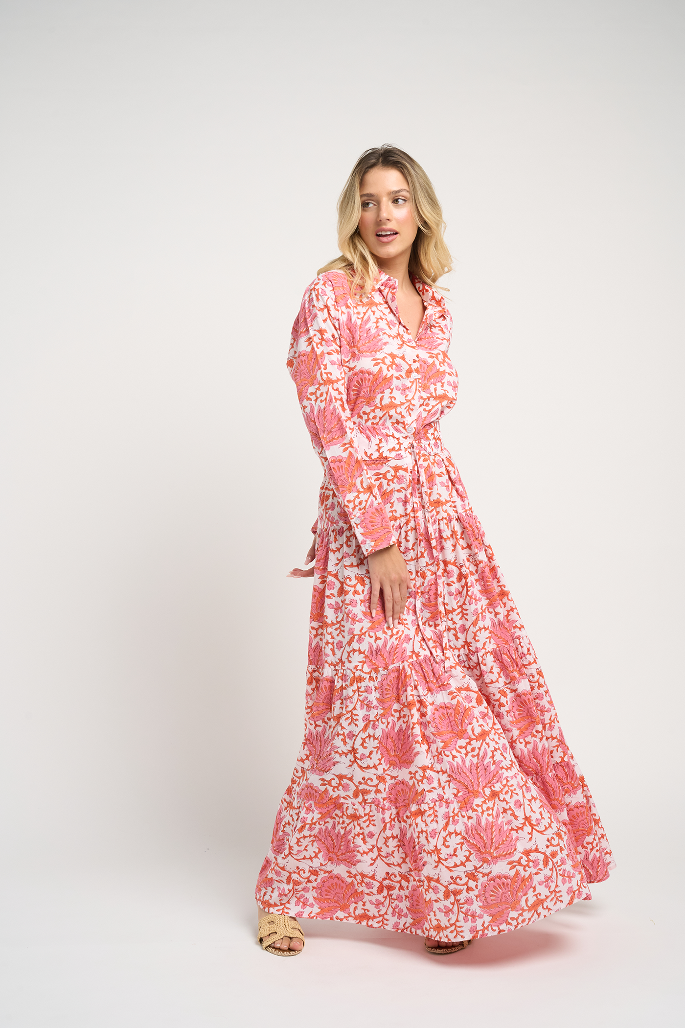 Guadalupe Design Meredith Floral Dress Coral