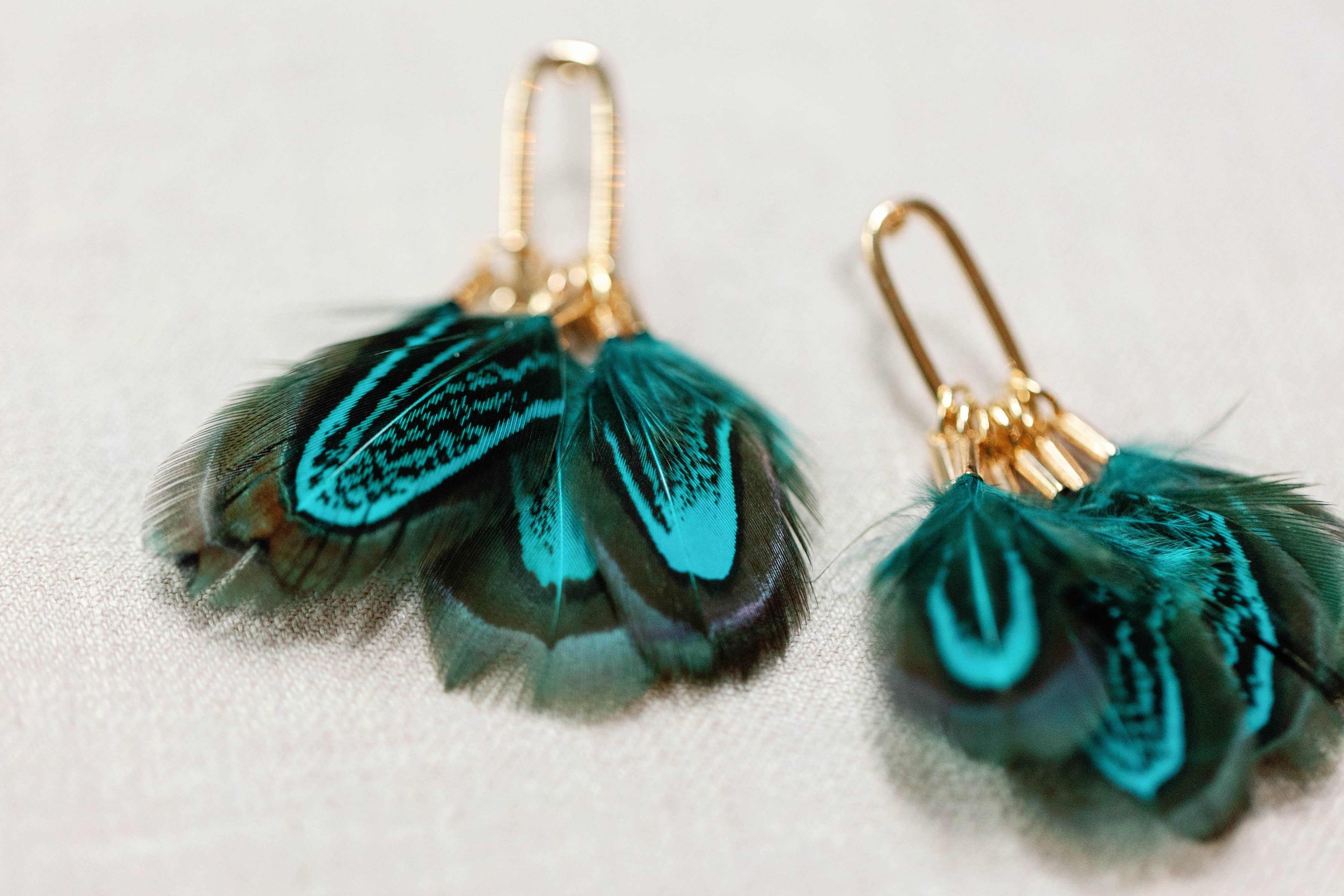 St. Armands Peacock Feather Statement Tassel Earrings