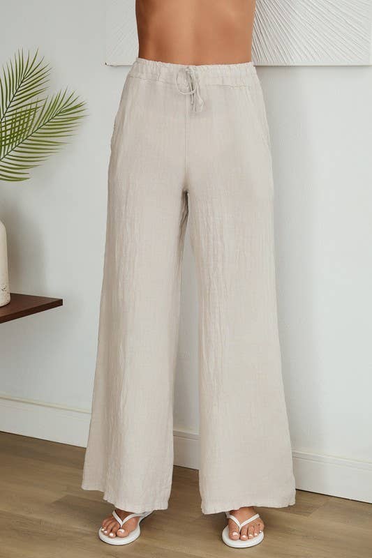 Milio Milano Linen Pants with Drawstring Waist 1203