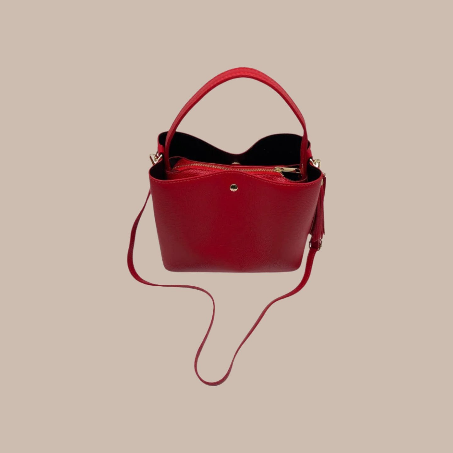 European Leather Collection Eloise Red Grained Leather Bag